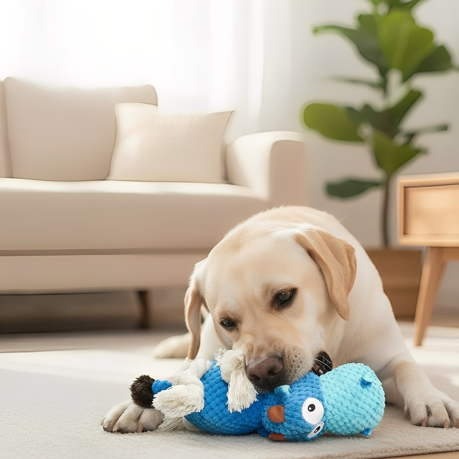 Barkalm - Hondenspeelgoed Pluche Nijlpaard met Pieper - Mivero