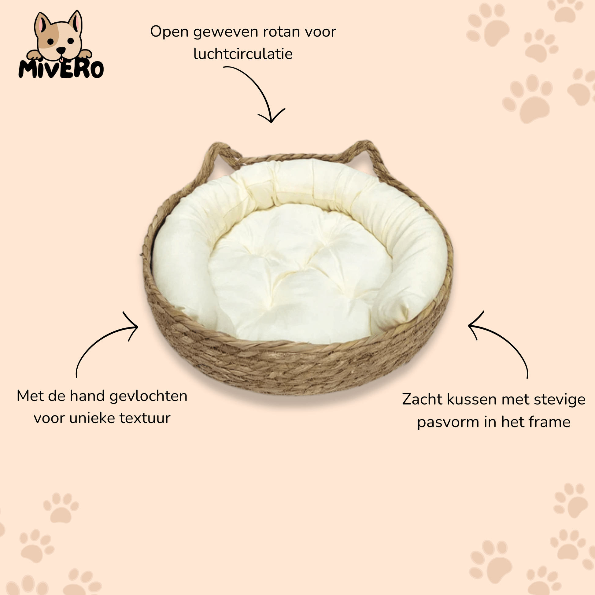 Baskit - Ademend Rotan Kattenbed - Mivero