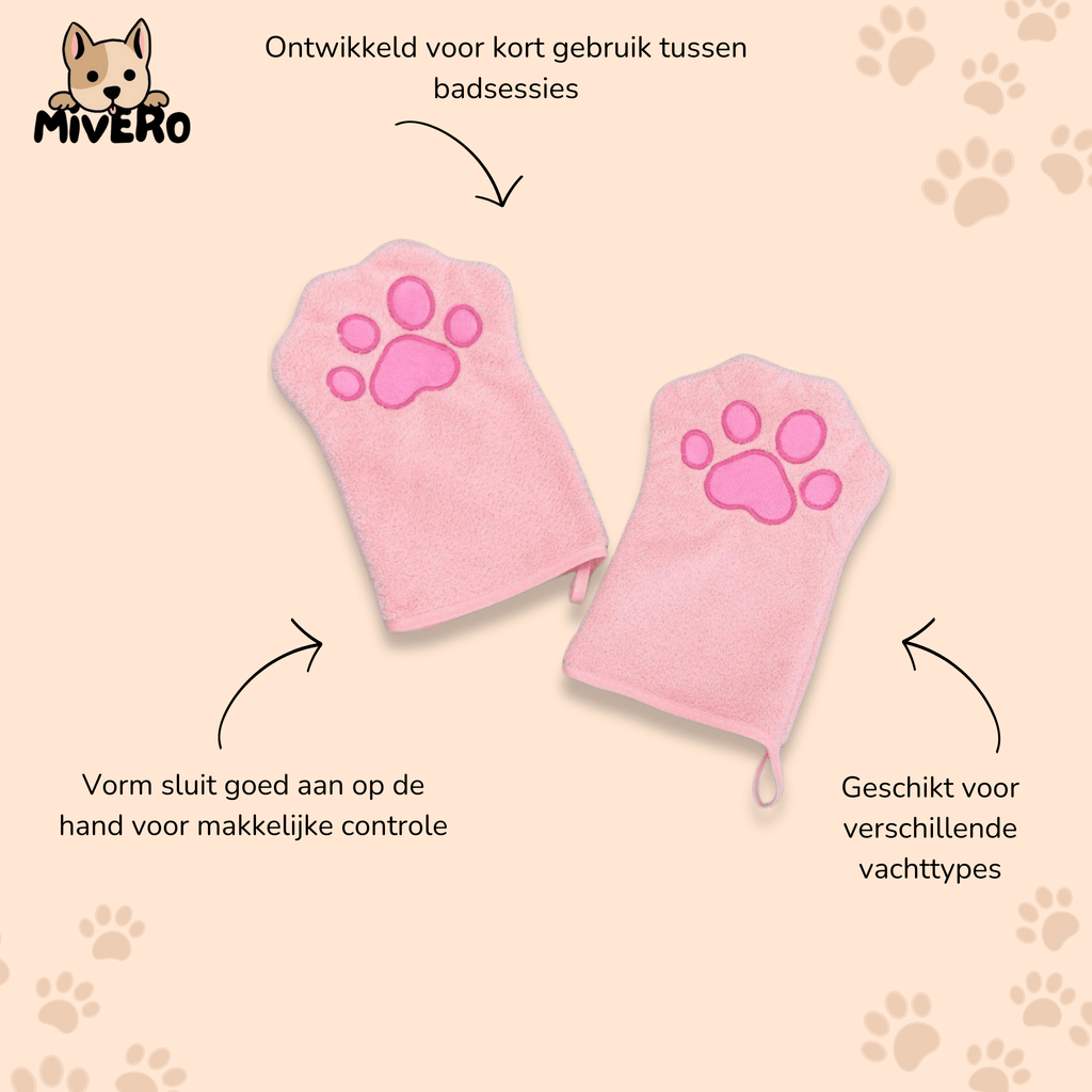 Bathie - Sneldrogende Reinigingshandschoen Huisdieren - Mivero
