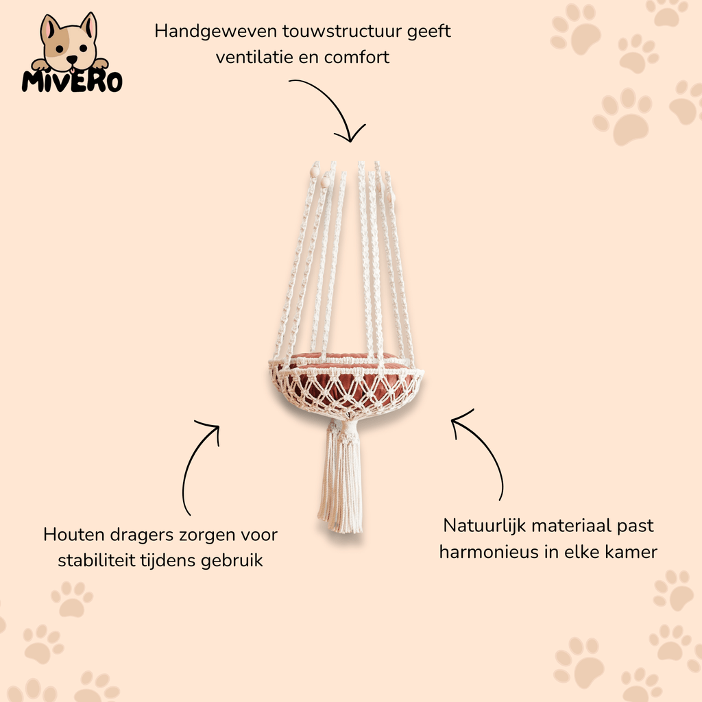 Boheema - Bohemien Hangende Kattenhangmat - Mivero