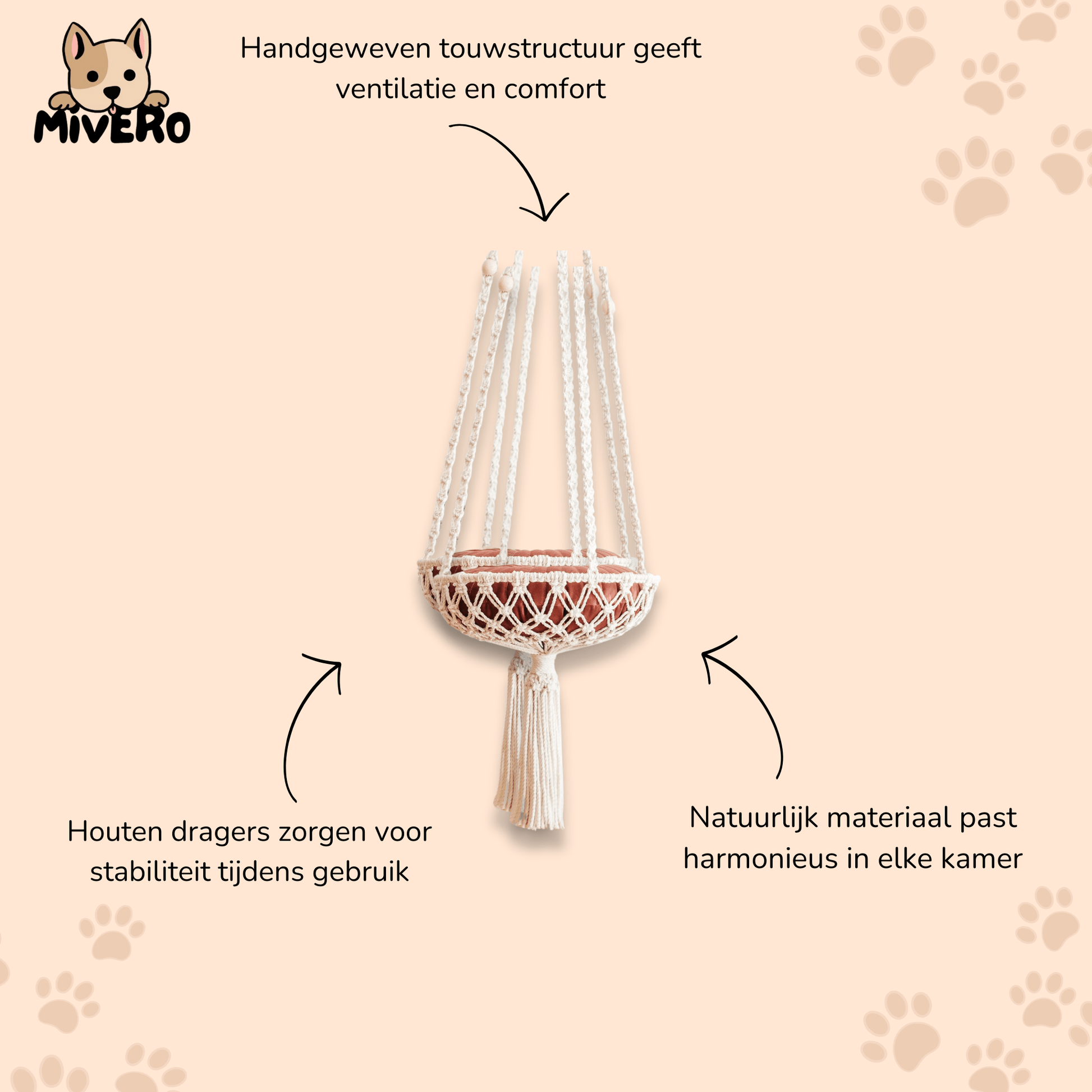 Boheema - Bohemien Hangende Kattenhangmat - Mivero