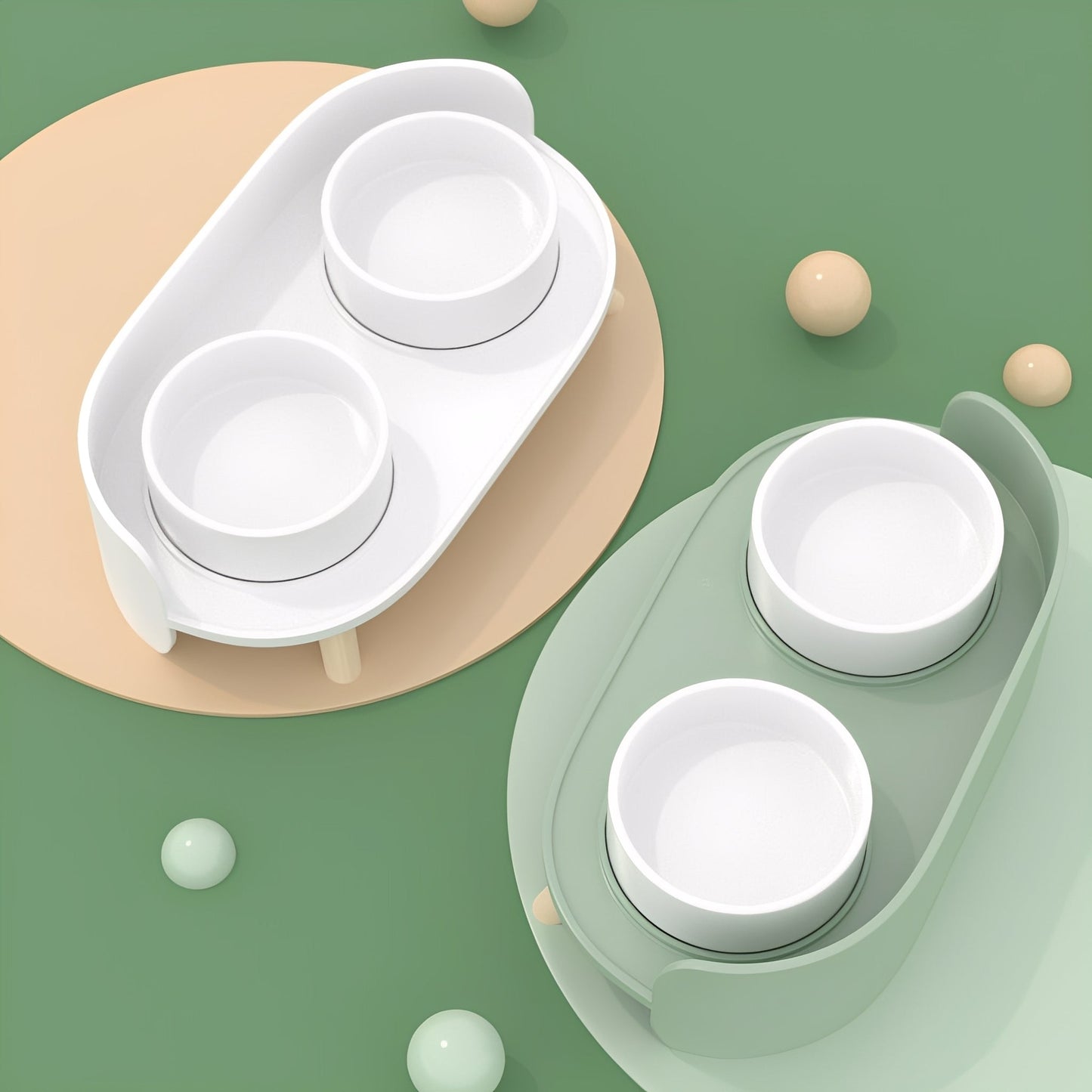 bowlhaven - katten dubbele voerbak keramiek verhoogd - mivero