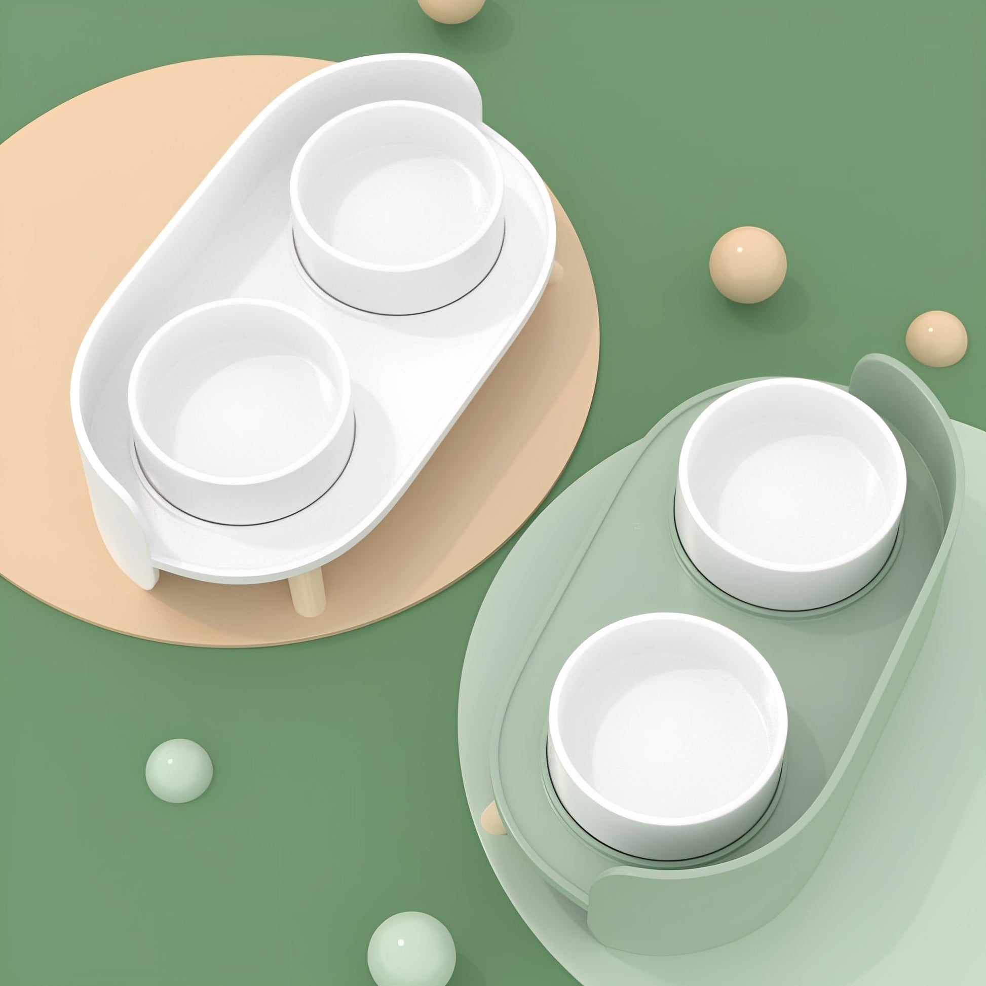 BowlHaven - Katten Dubbele Voerbak Keramiek Verhoogd - Mivero