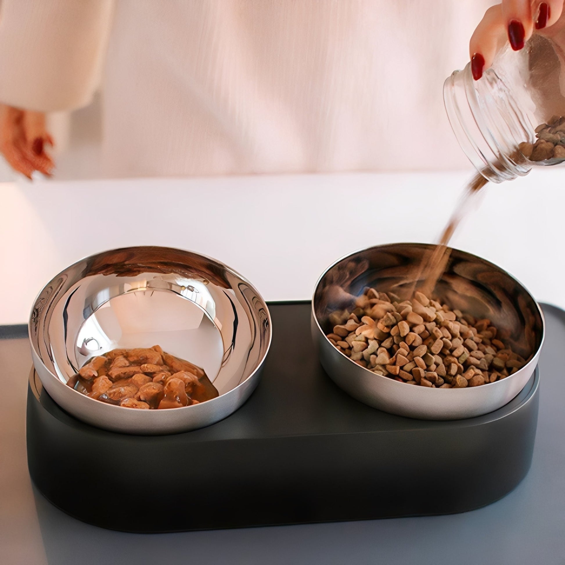 Bowlux - Katten Verhoogde Voerbak RVS - Mivero