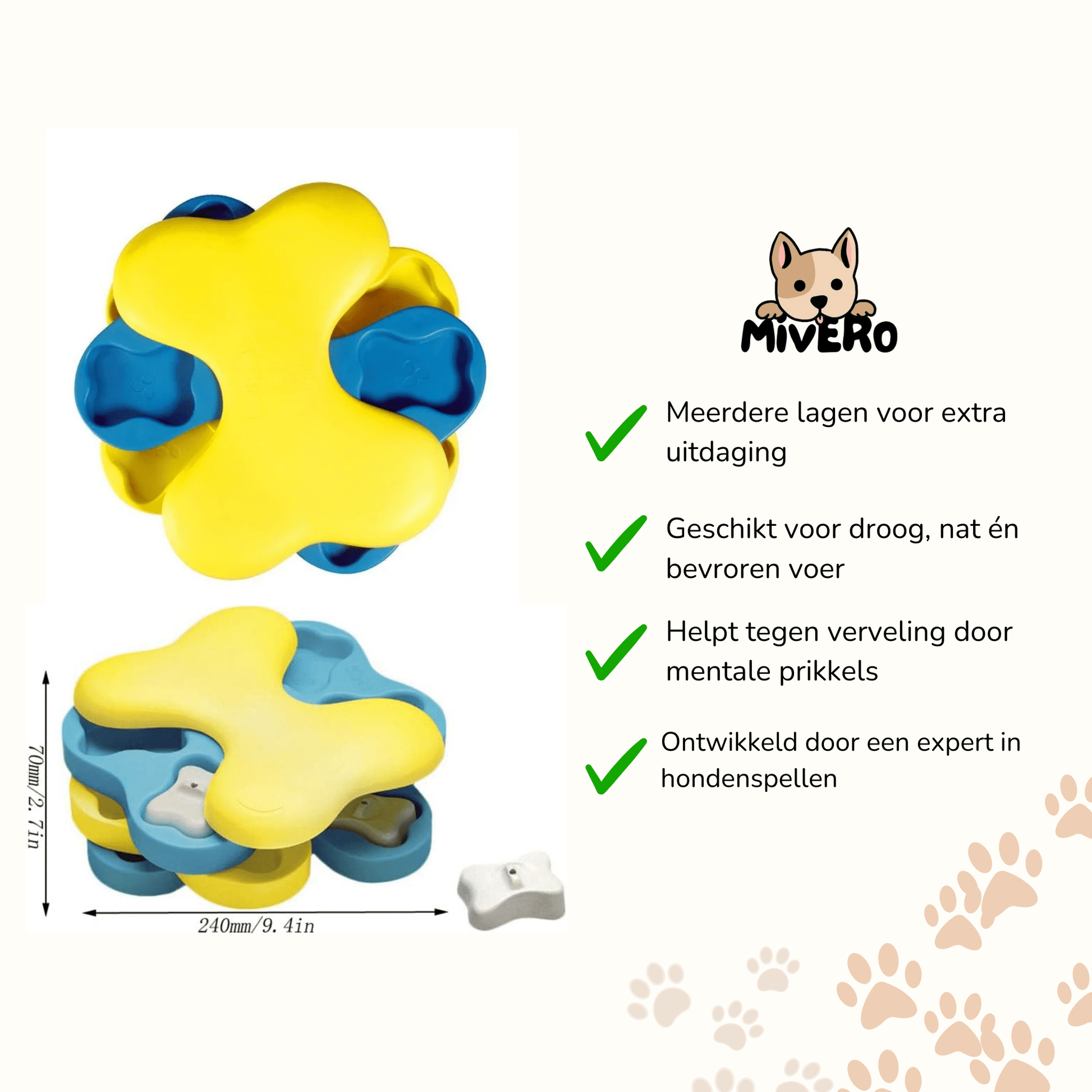 BrainBowl - Draaischijven Voerpuzzel Hondenspeeltje - Mivero