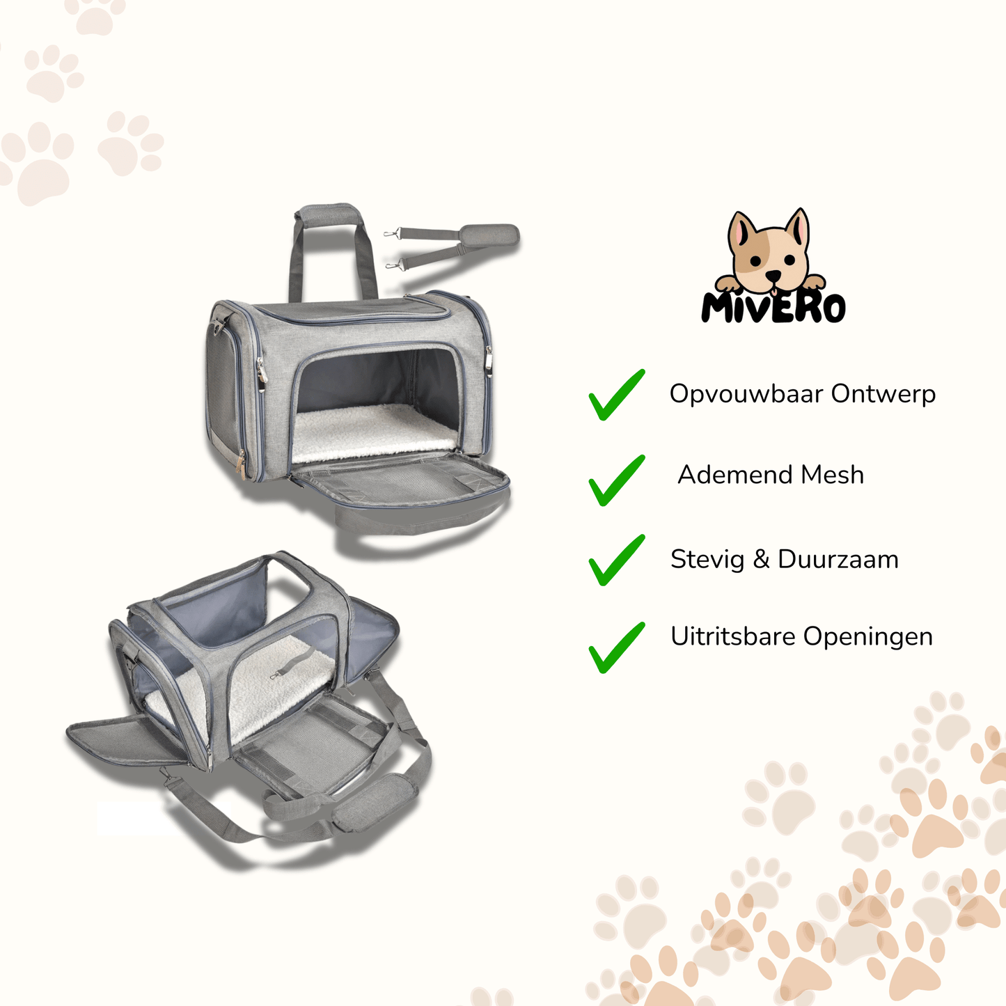 carrypaws - uitbreidbare rolkoffer draagtas - mivero