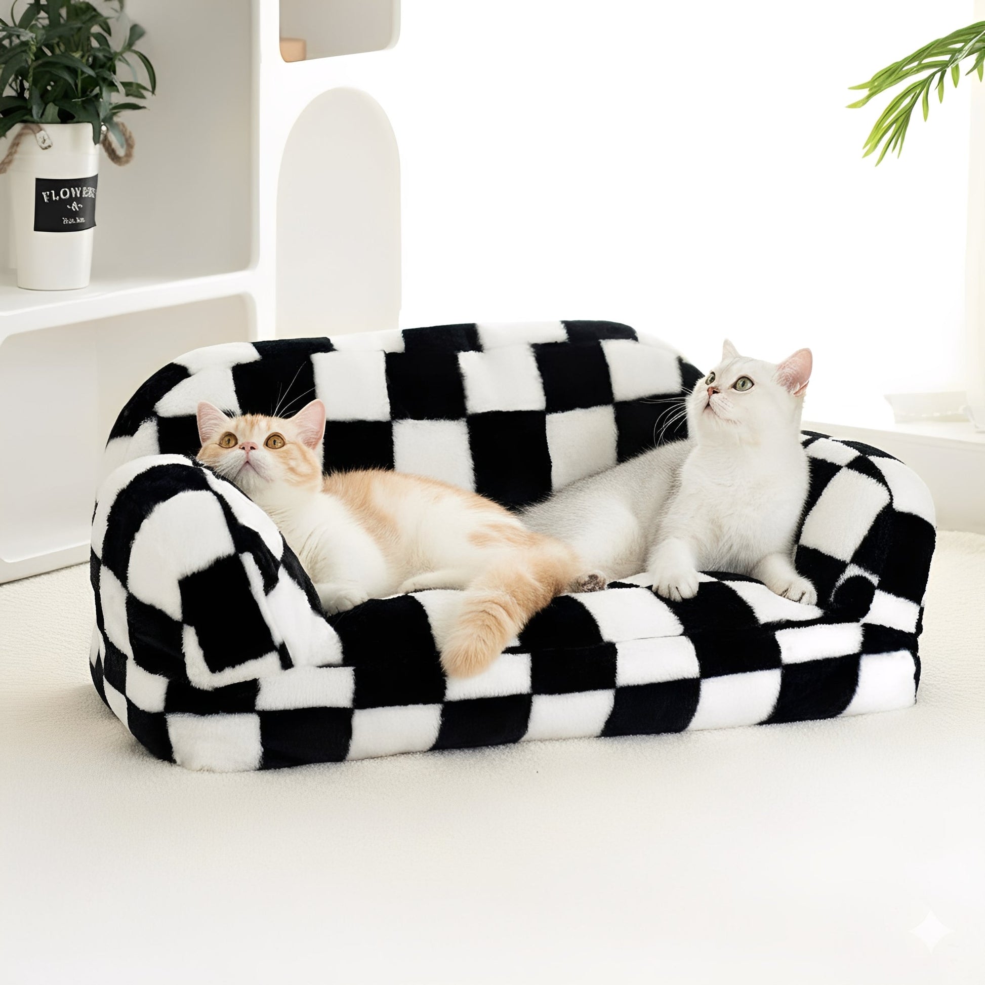 CheckNest - Kattenbed Geruit Wasbaar Antislip - Mivero