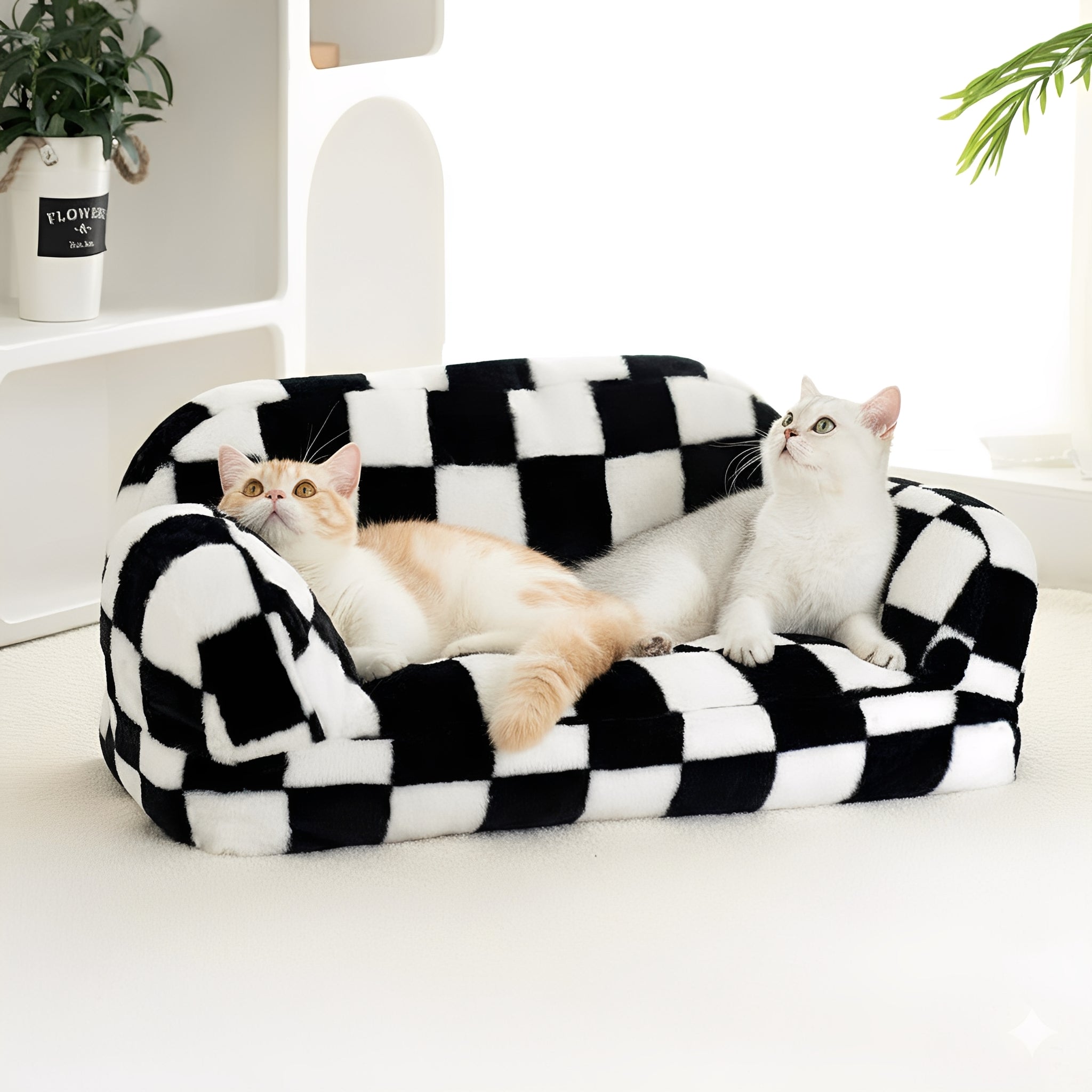 CheckNest - Kattenbed Geruit Wasbaar Antislip - Mivero