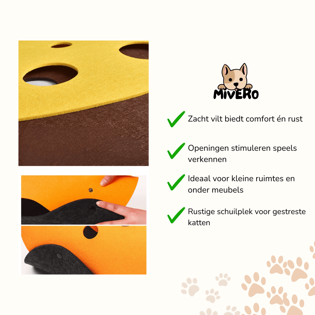 CheeseWhisk - Kattentunnel Katten Vilt met Kijkgaten - Mivero