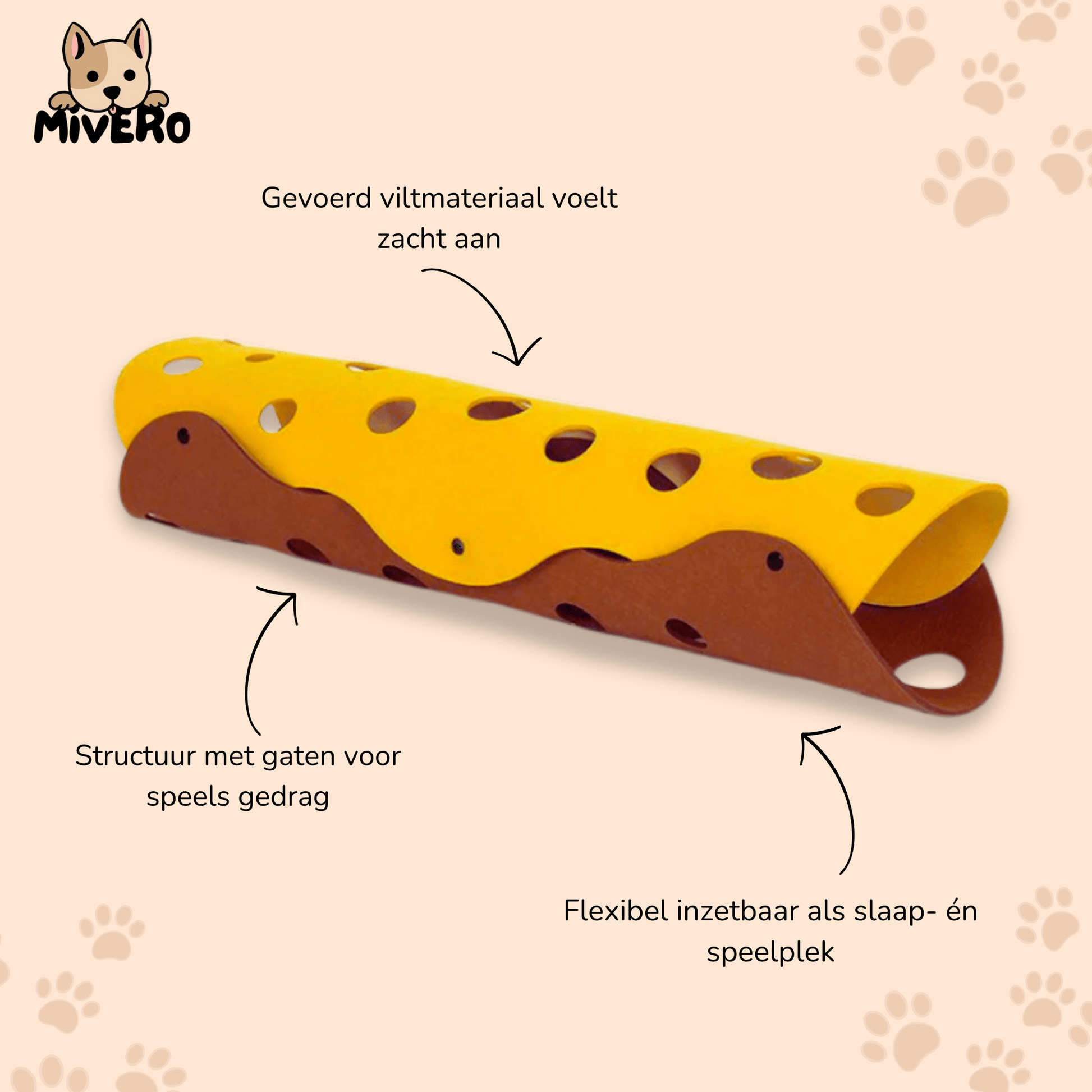 CheeseWhisk - Kattentunnel Katten Vilt met Kijkgaten - Mivero