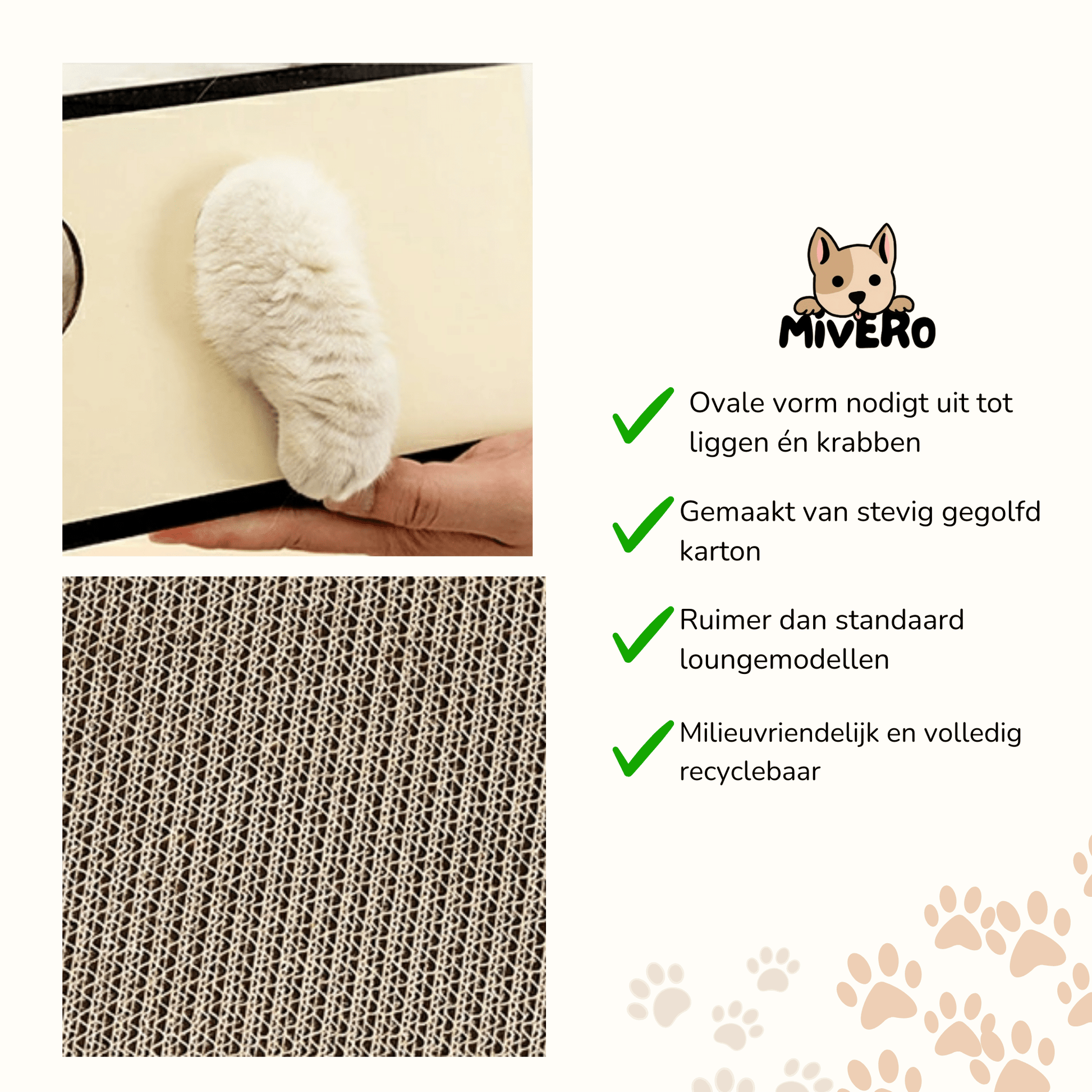 Clawzy - Ovale Kartonnen Krabmand - Mivero