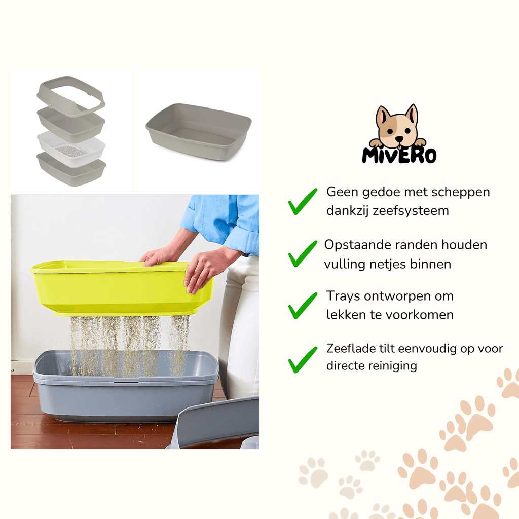 Cleanora - Open Zeef Kattenbak - Mivero