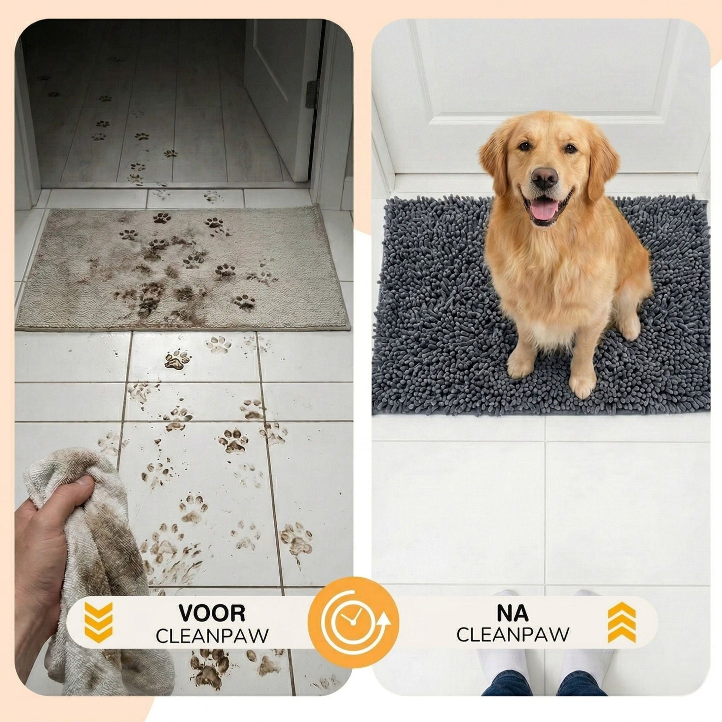 cleanpaw - honden deurmat absorberend antislip - mivero