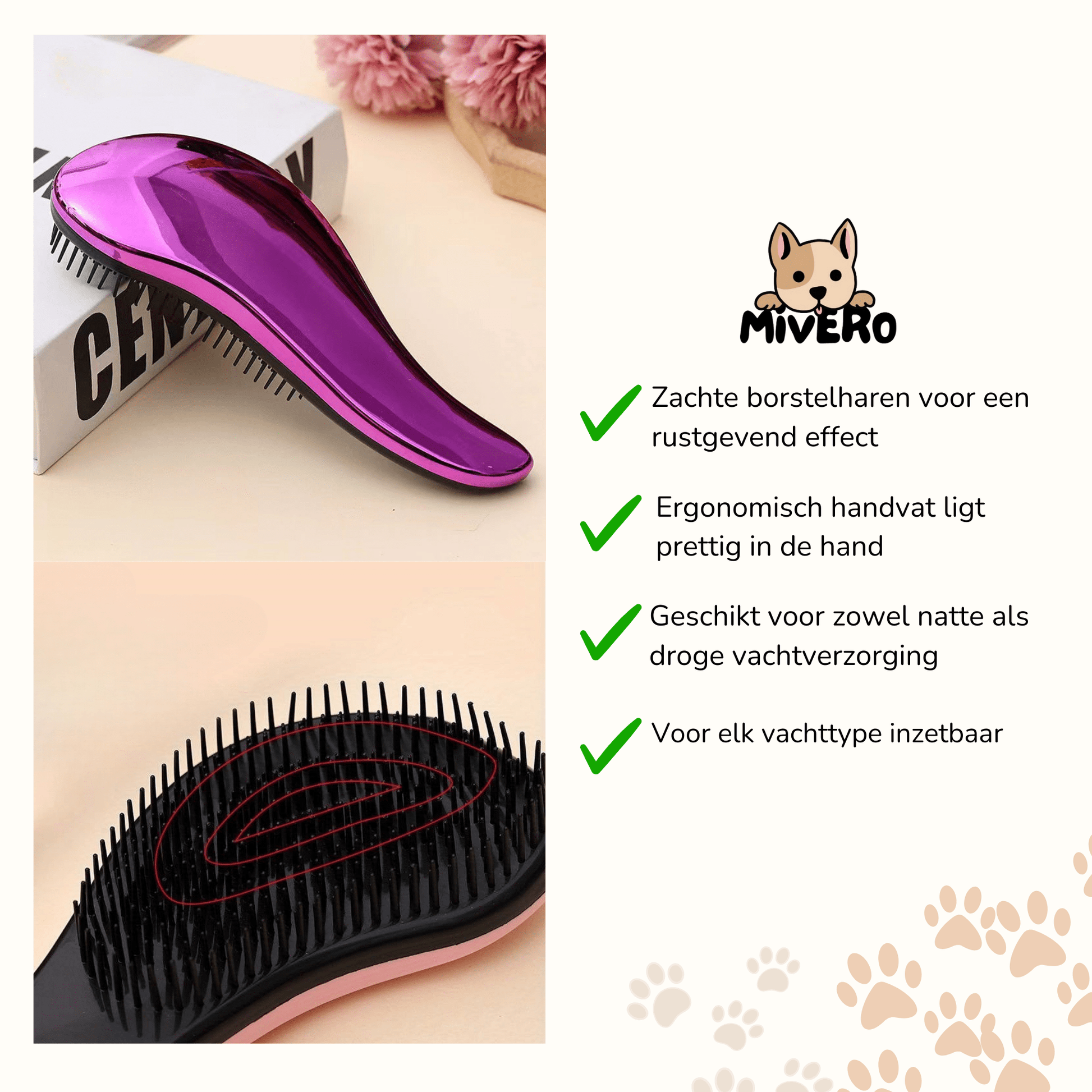 Combrio - Waterbestendige Massage Hondenborstel - Mivero