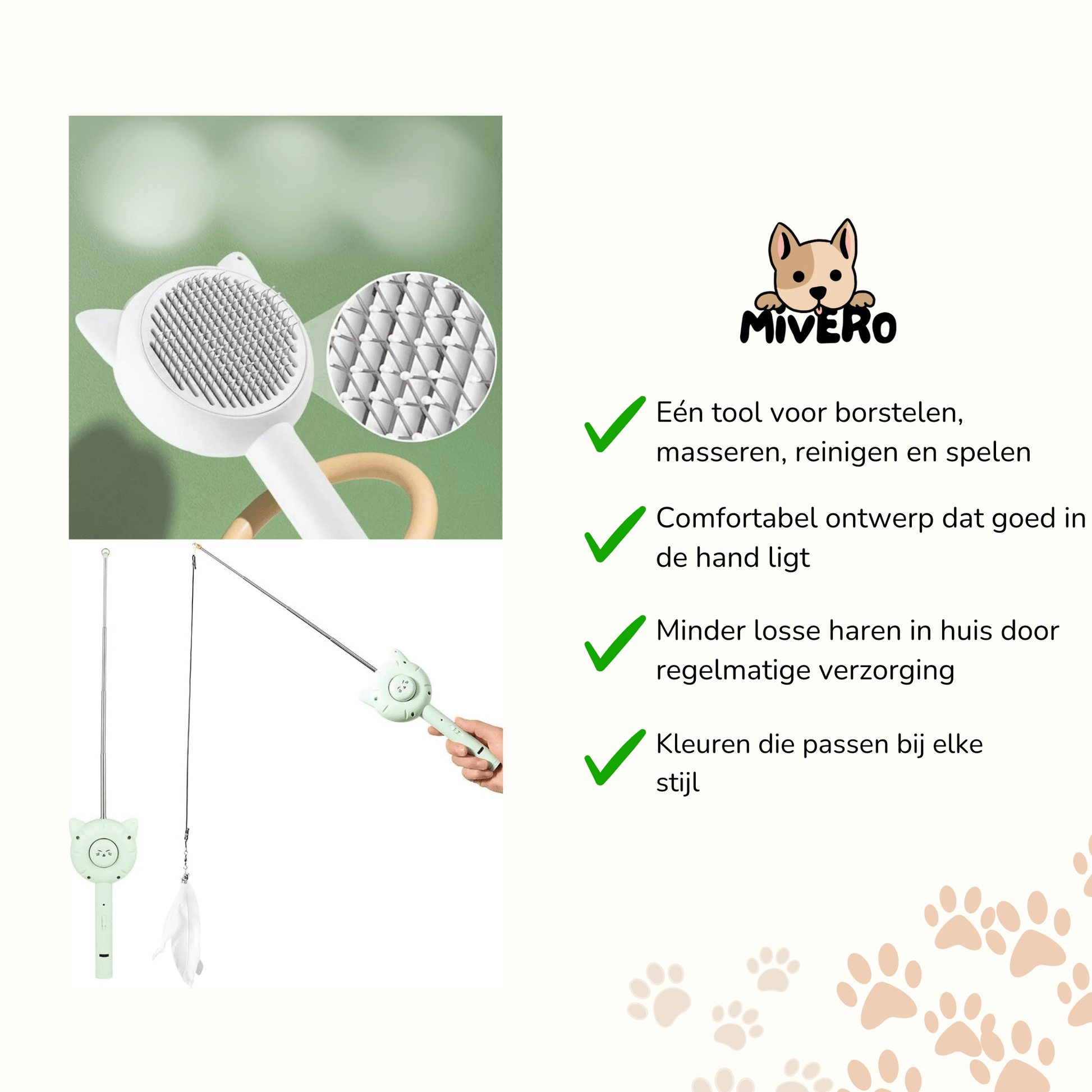 Comfurrt - Multifunctionele Ergonomische Kattenborstel - Mivero