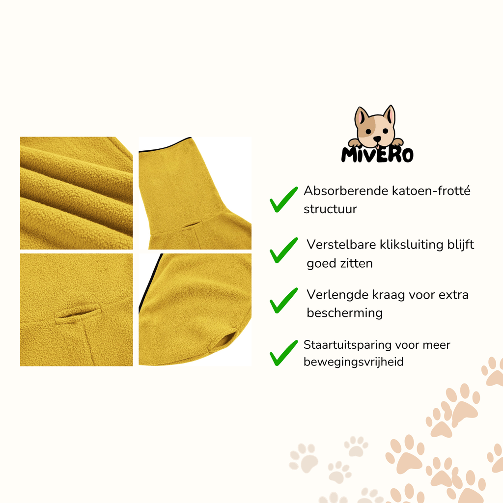 CuddleCoat - Absorberende Katoen - Frotté Hondenbadjas - Mivero