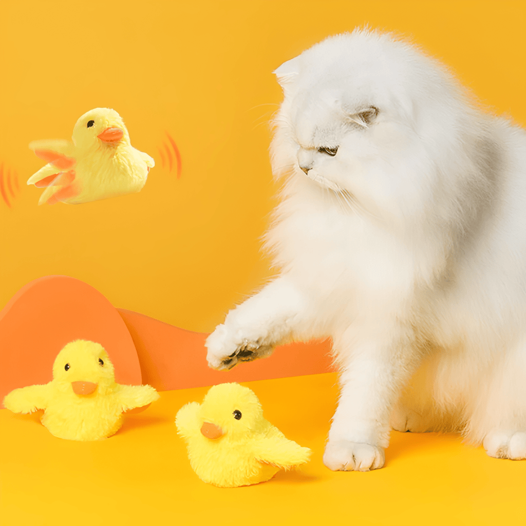Ducksy - Kattenspeeltje Flappende Eend Met Geluid USB - oplaadbaar - Mivero