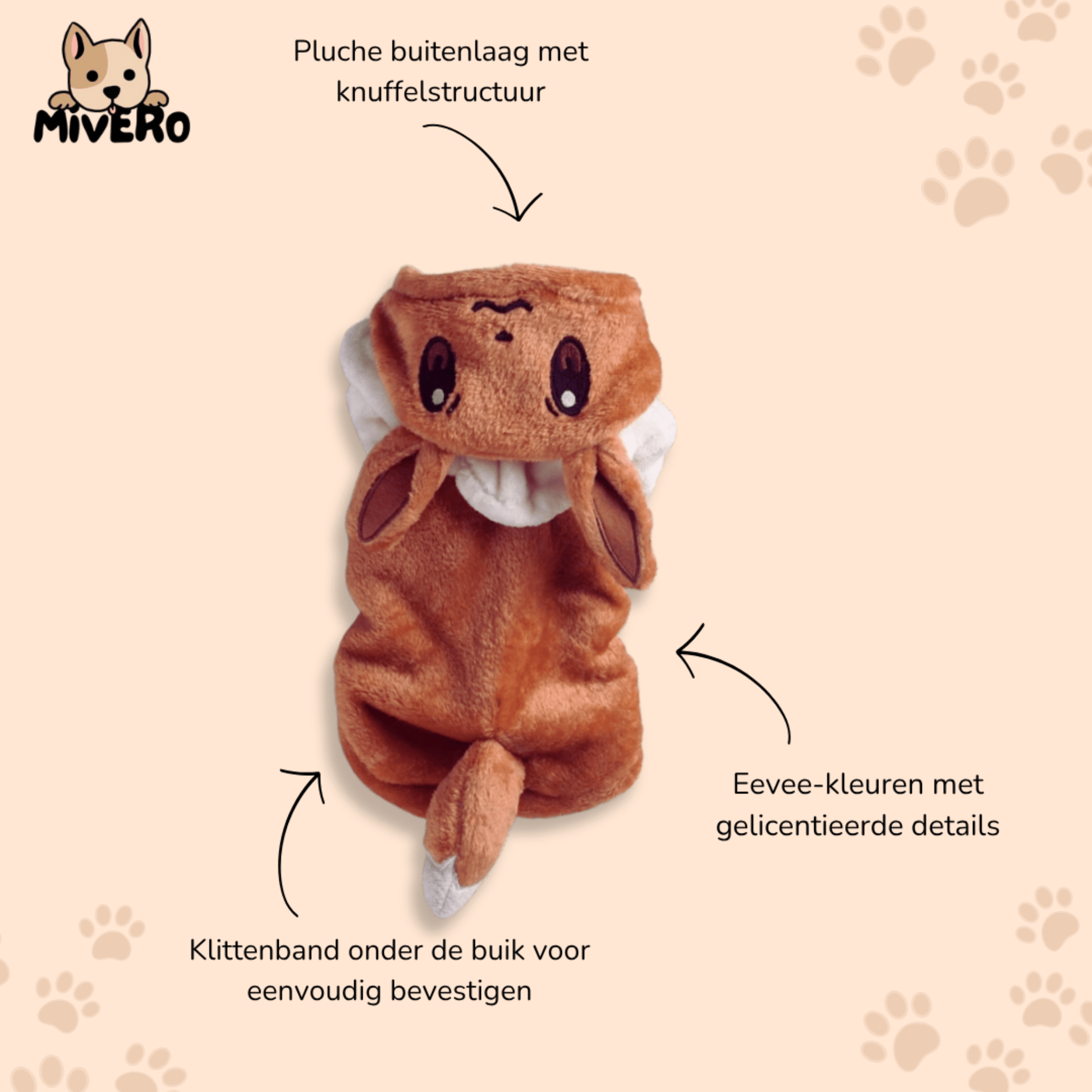 Eeveest - Pluche Klittenband Huisdierkostuum - Mivero