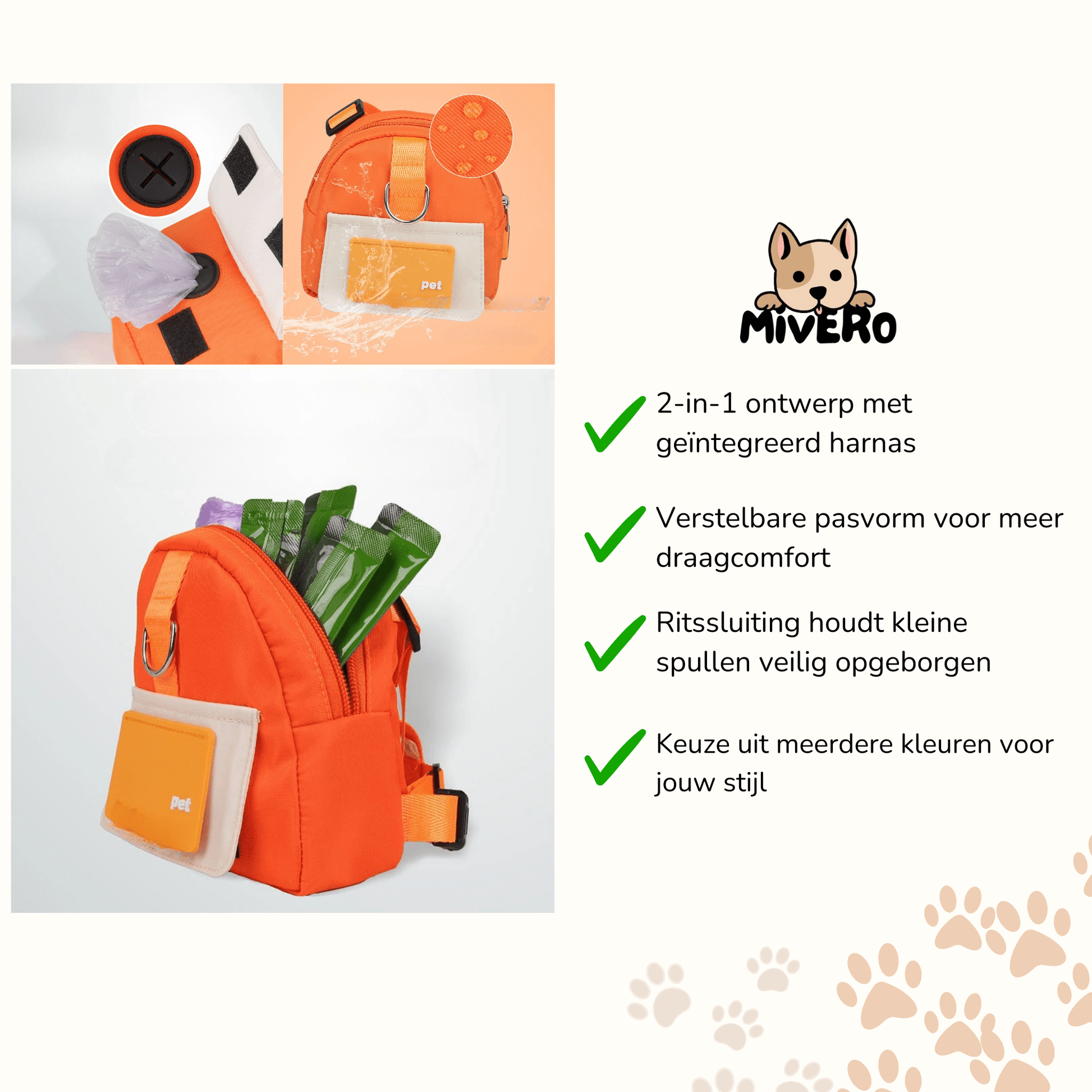 FetchPack - Verstelbare Rugzak Hondentuig - Mivero