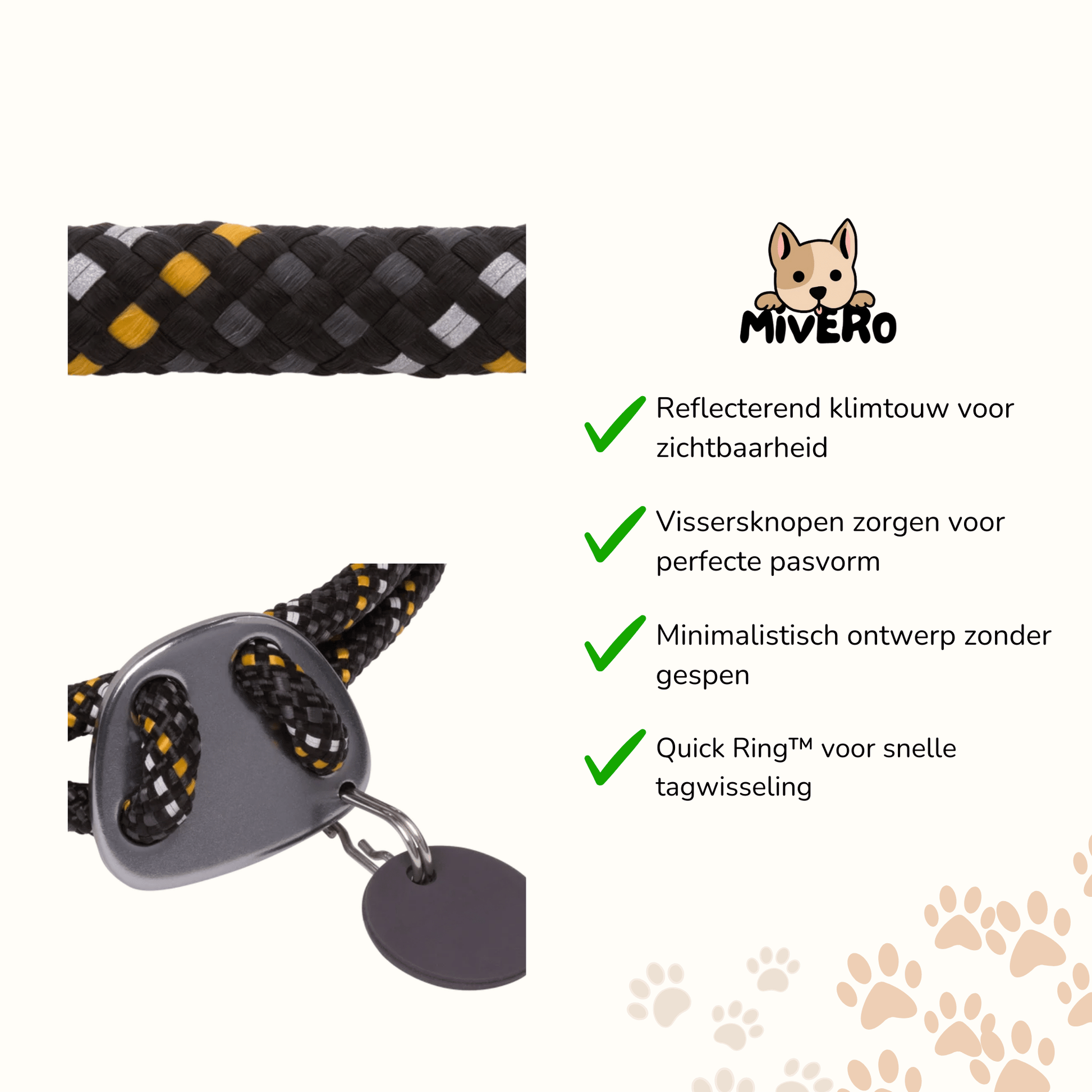 Flexlead - Reflecterende Knopenloze Hondenhalsband - Mivero