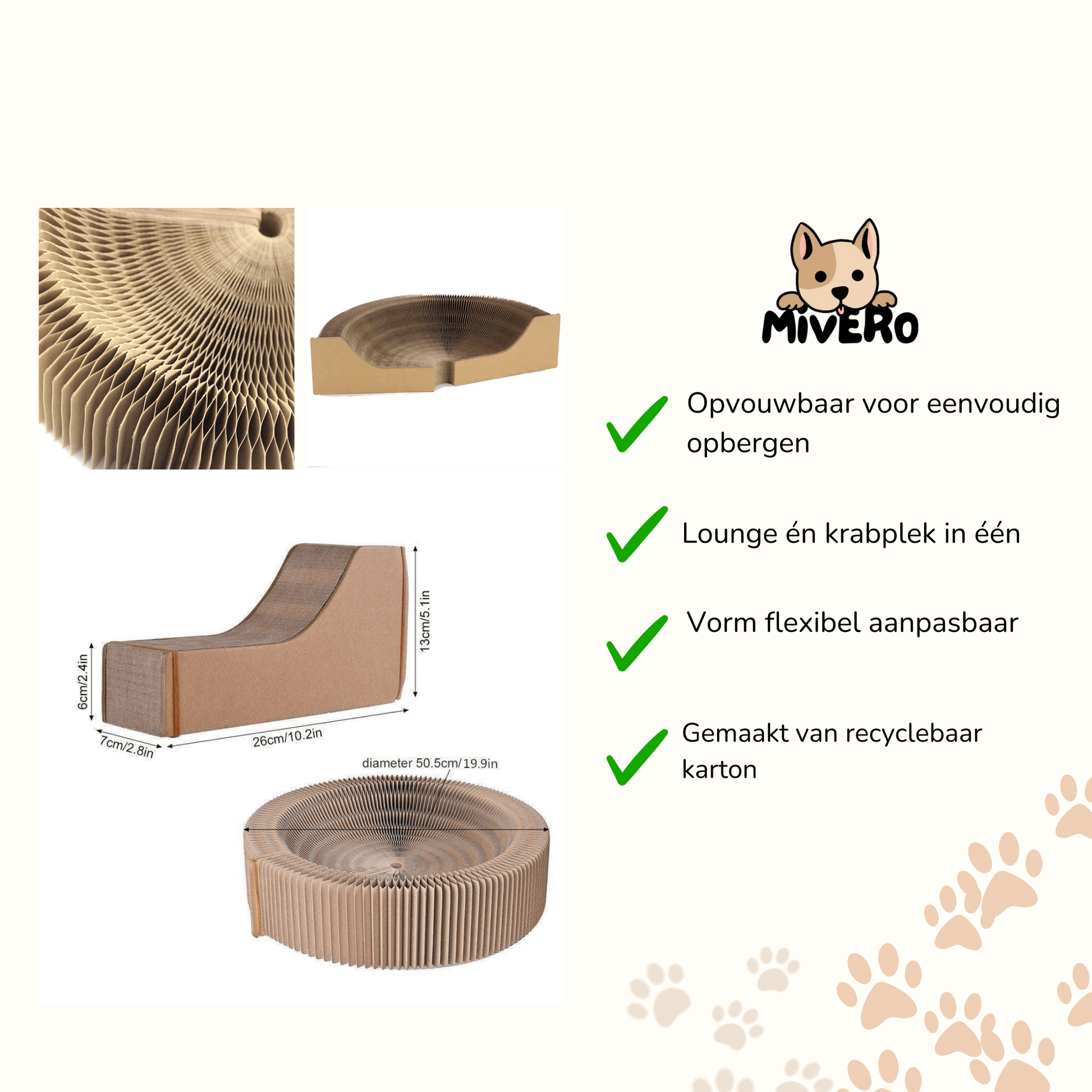 FoldNest - Opvouwbare Kartonnen Kattenlounge - Mivero