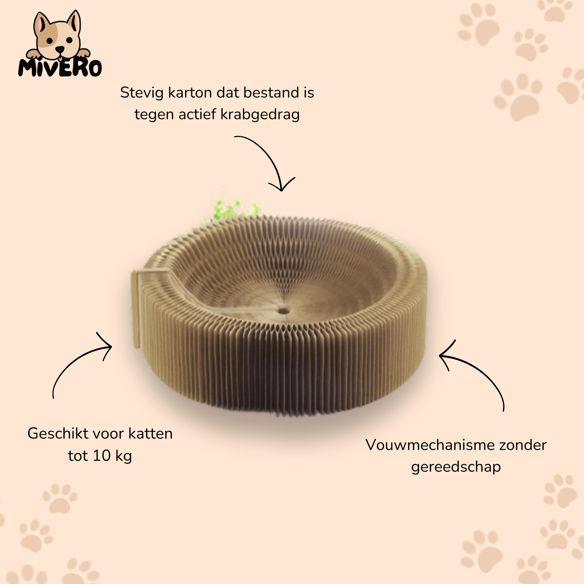 FoldNest - Opvouwbare Kartonnen Kattenlounge - Mivero