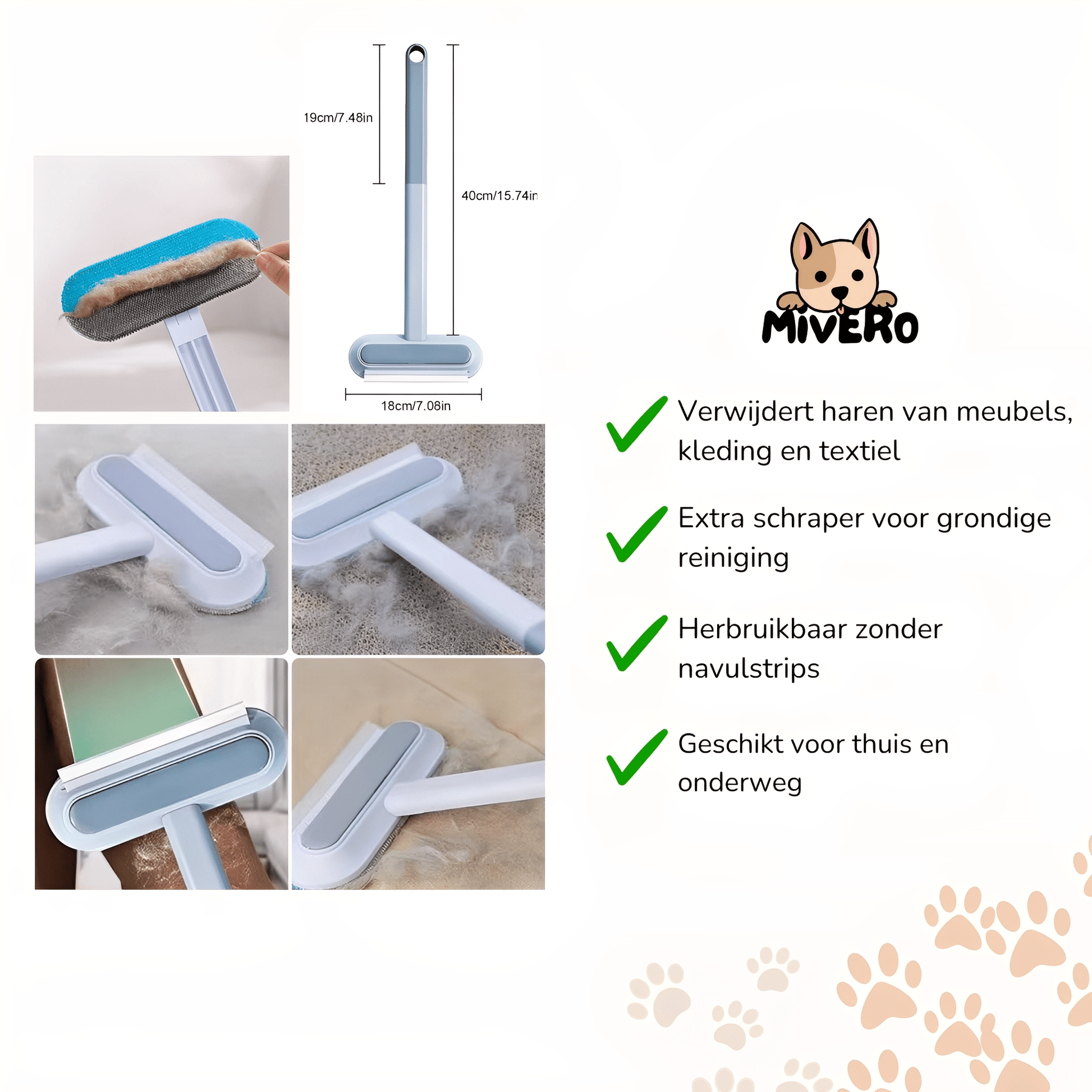 FurSweep - Dubbelzijdige Schraper Haarverwijderaar - Mivero