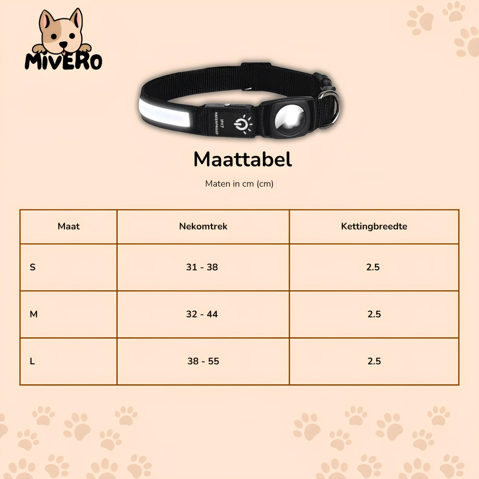 GlowTag - Waterdichte LED Dierenhalsband - Mivero