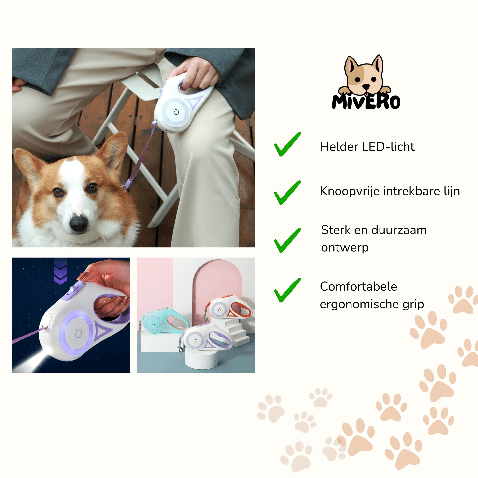 GlowTrek - LED Veiligheids Hondenriem - Mivero