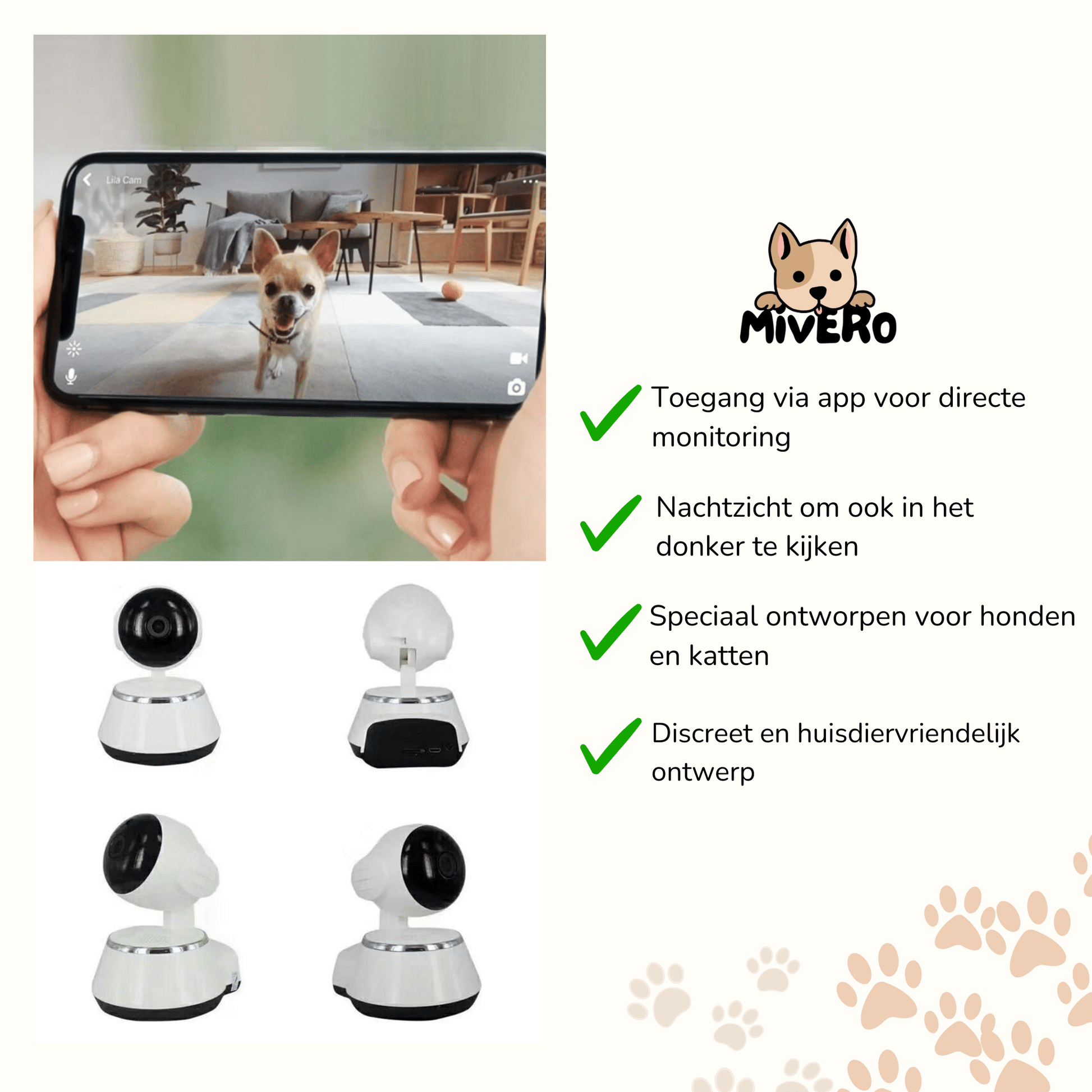 GuardiPet - WiFi Nachtzicht Huisdiercamera - Mivero