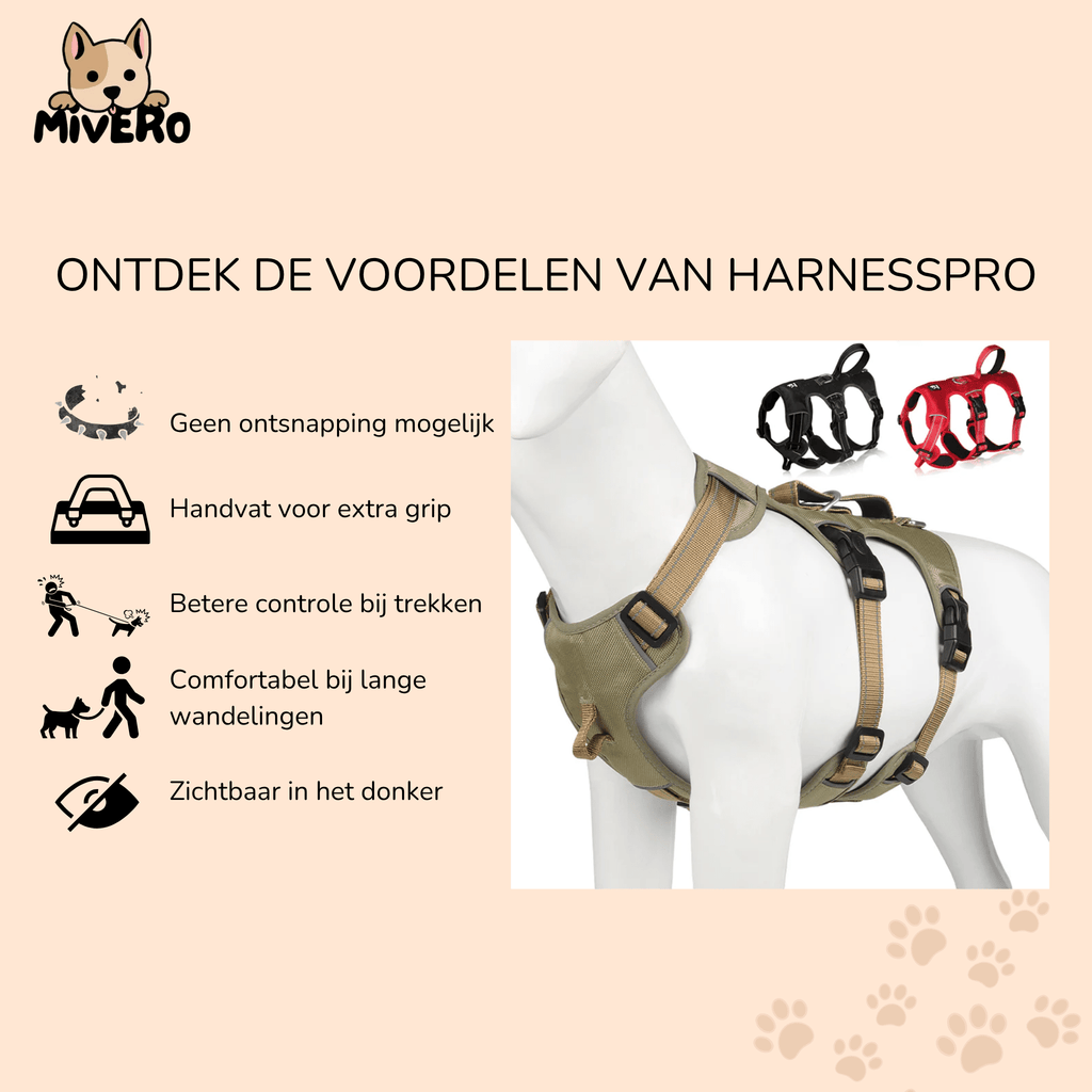 HarnessPro - Escapeproof Verstelbaar Hondentuig - Mivero