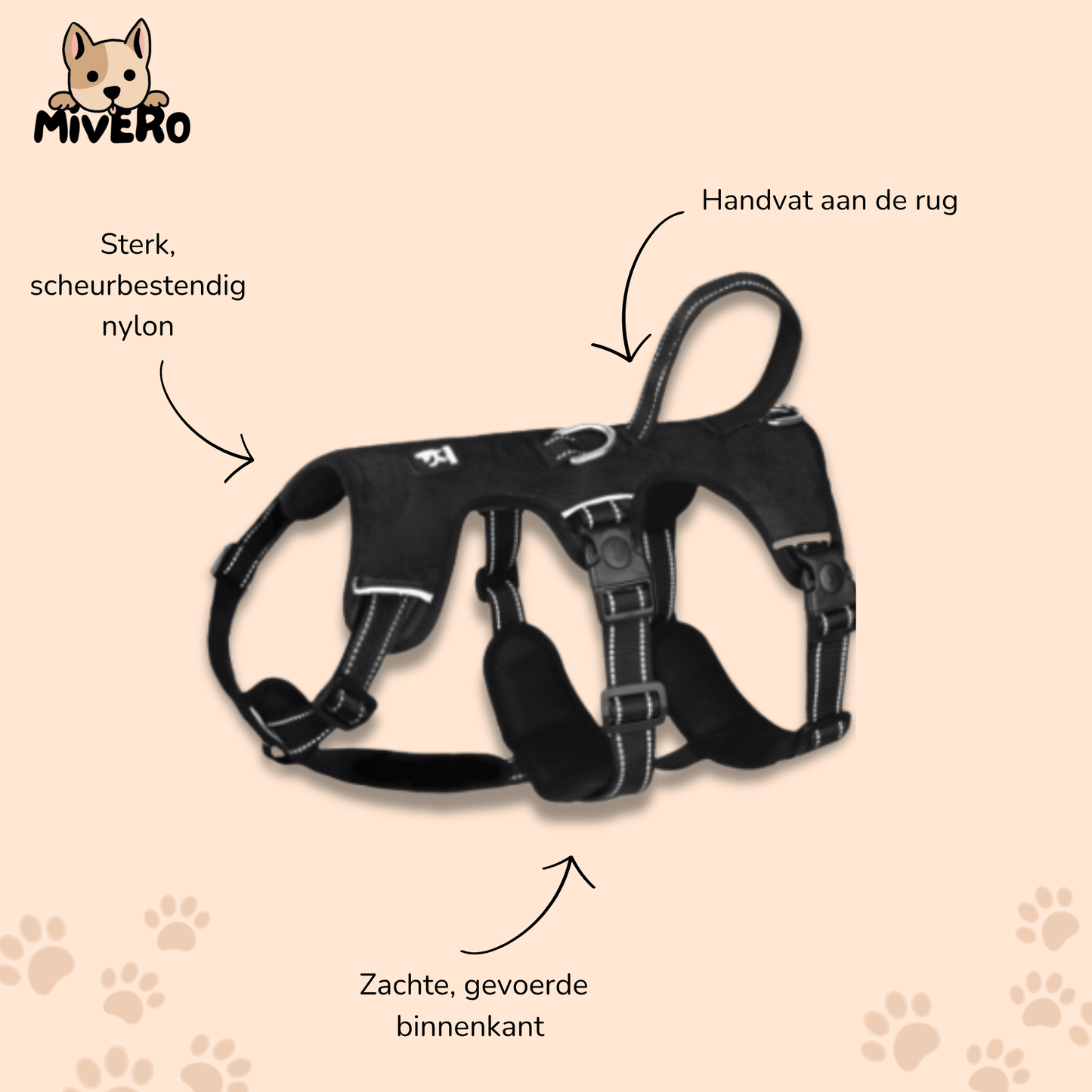 harnesspro - escapeproof verstelbaar hondentuig - mivero