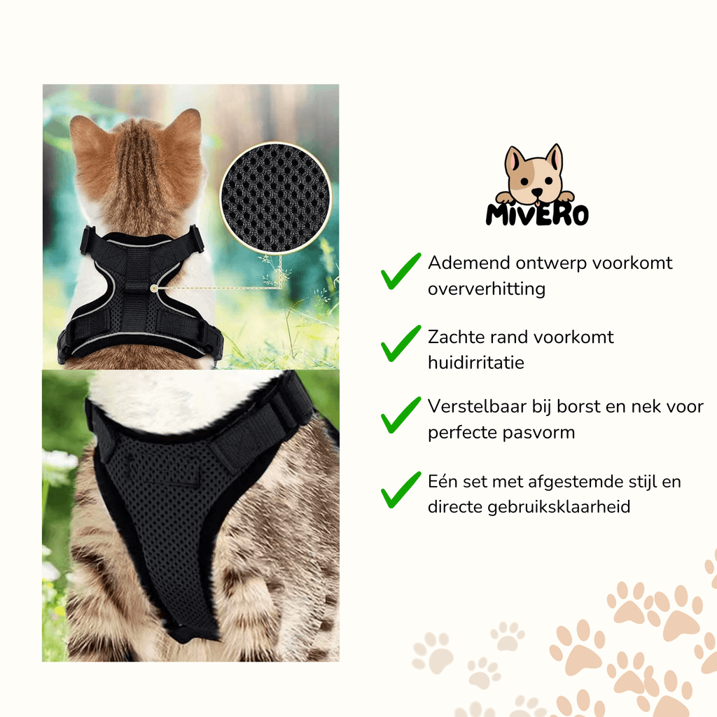 Harnix - Ademend Verstelbaar Kattenharnas - Mivero