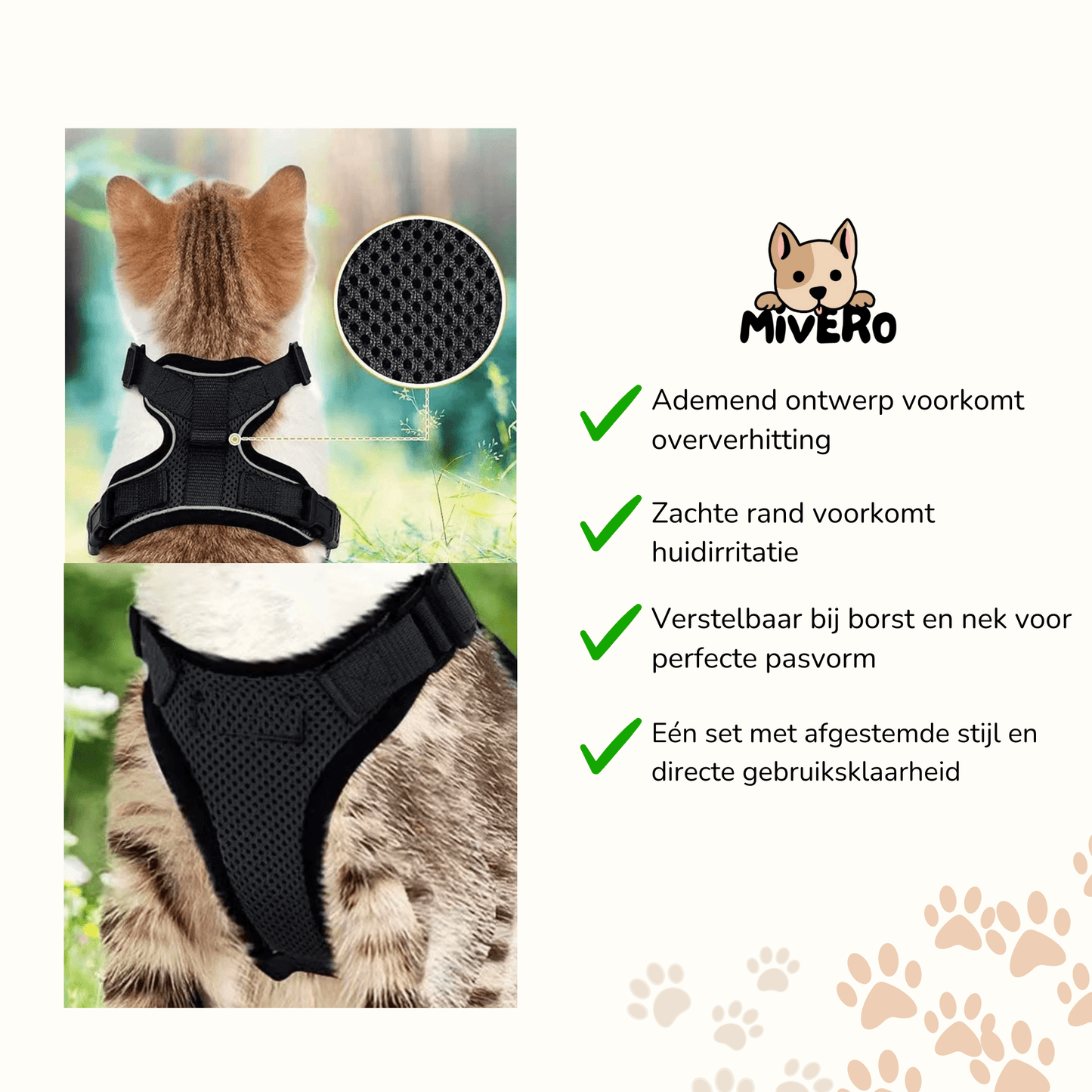 harnix - ademend verstelbaar kattenharnas - mivero