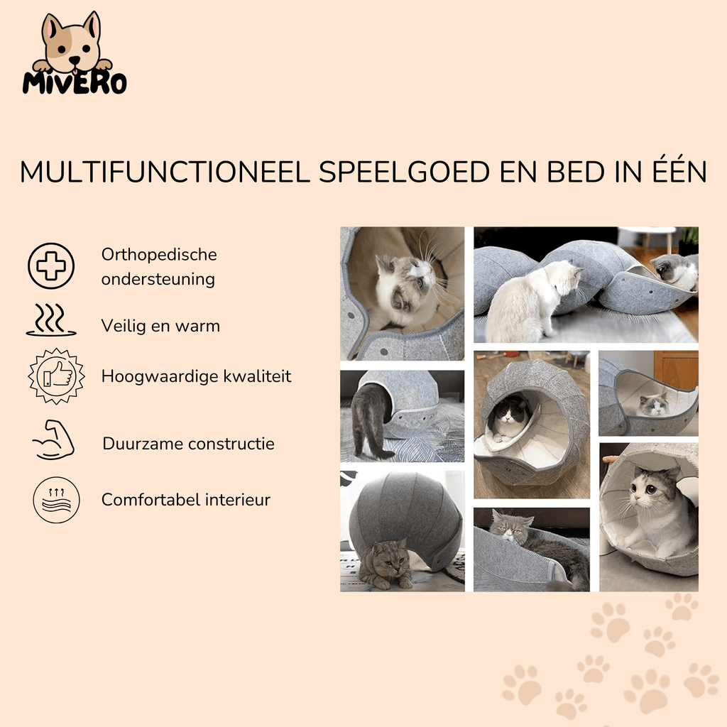 HideAway - Verstelbare Kattentunnel Bed - Mivero