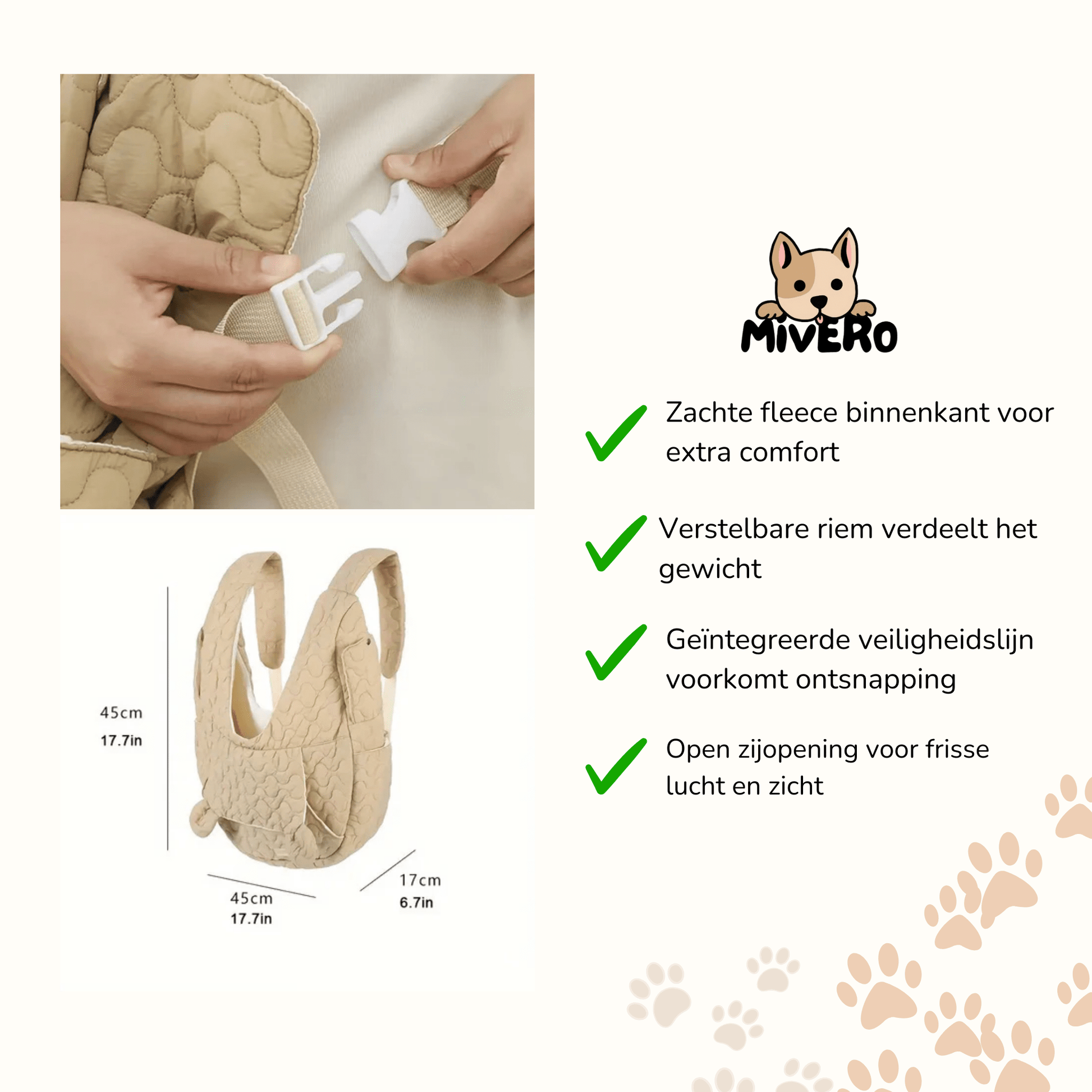 Huglee - Gewatteerde Fleece Hondendraagtas - Mivero
