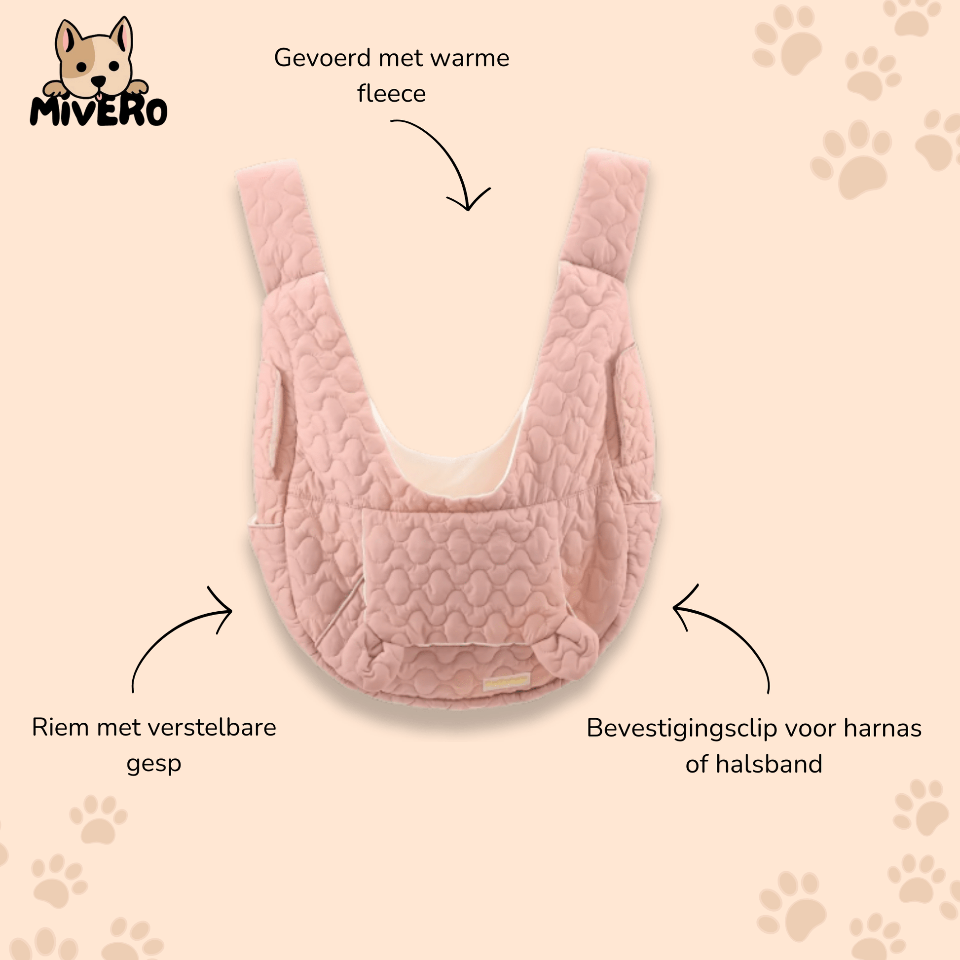 Huglee - Gewatteerde Fleece Hondendraagtas - Mivero