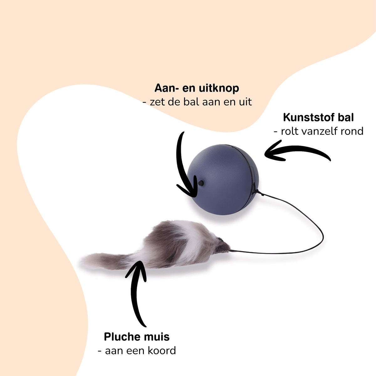 Huntio - Kattenspeelgoed Zelfrollende Bal met Muis - Mivero