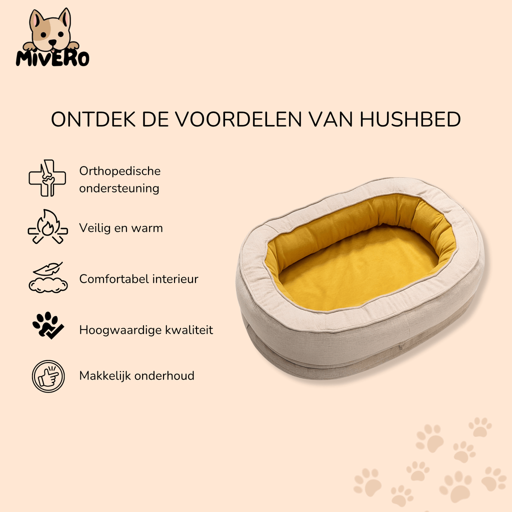 HushBed - Hondenbed Donut Orthopedisch Wasbaar - Mivero