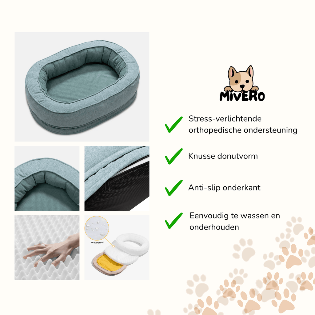 HushBed - Hondenbed Donut Orthopedisch Wasbaar - Mivero