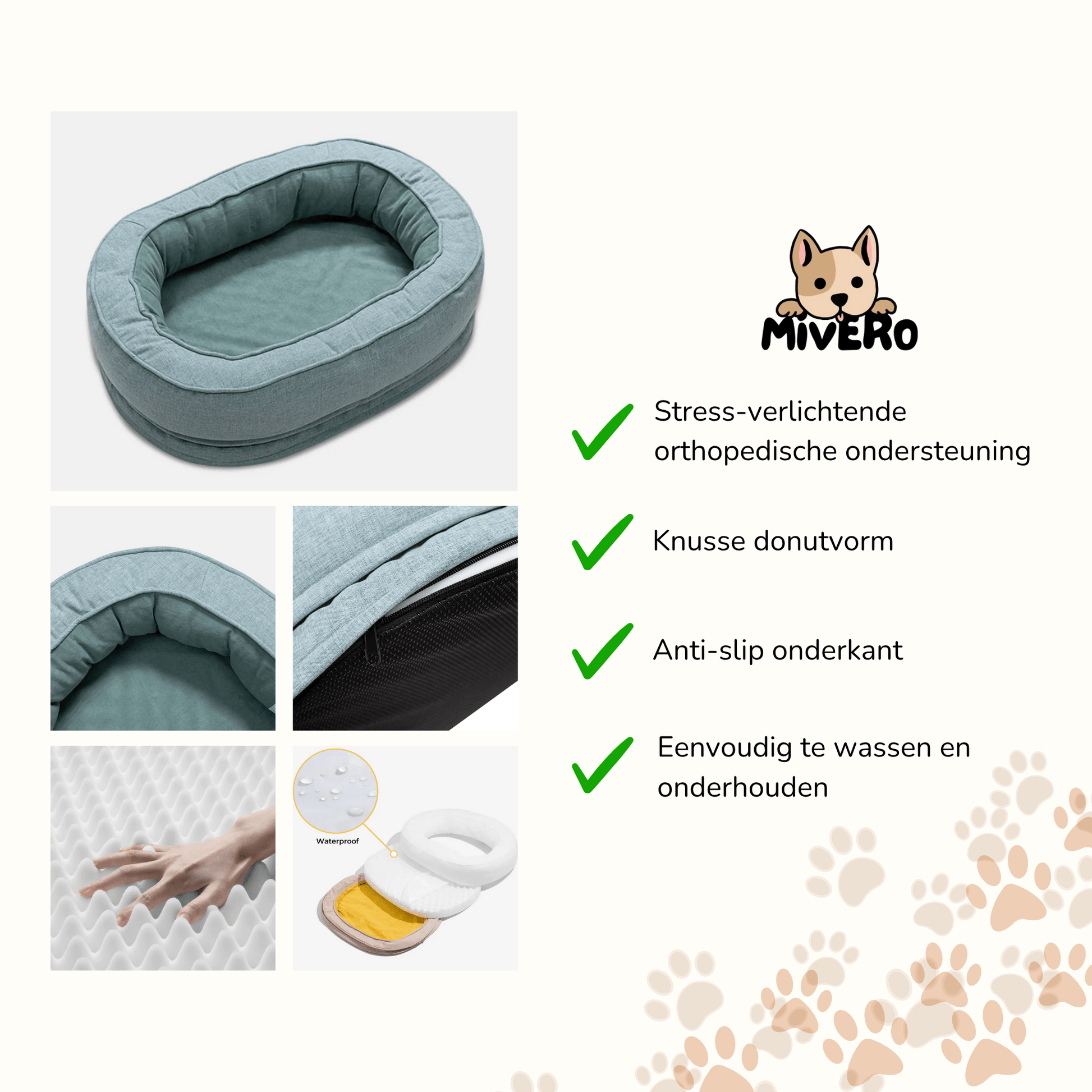 HushBed - Hondenbed Donut Orthopedisch Wasbaar - Mivero