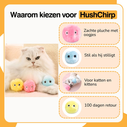 HushChirp - Kattenspeelgoed Bal met Geluid bij Aanraking - Mivero