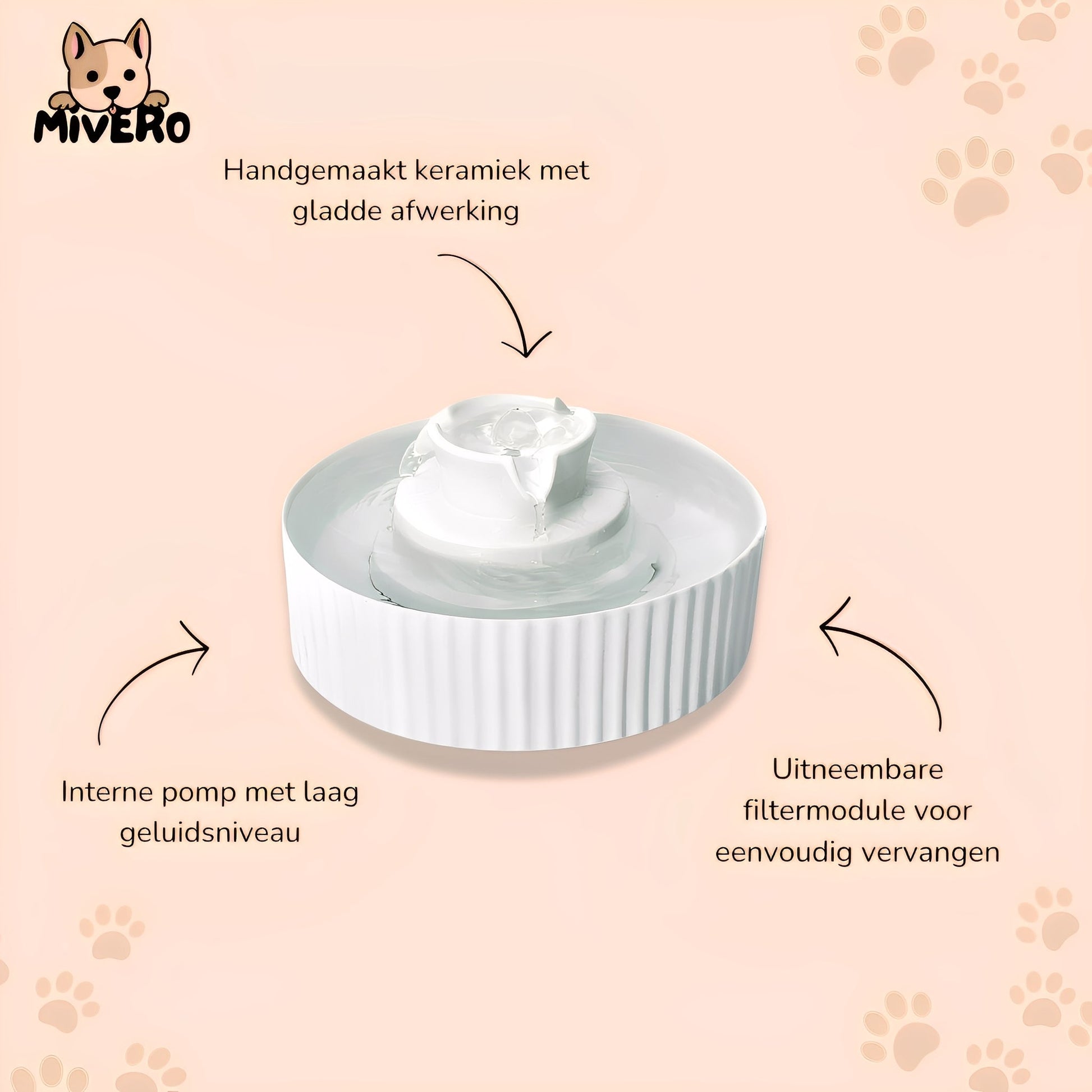 HydraPet - Keramische Stilwater Drinkfontein - Mivero