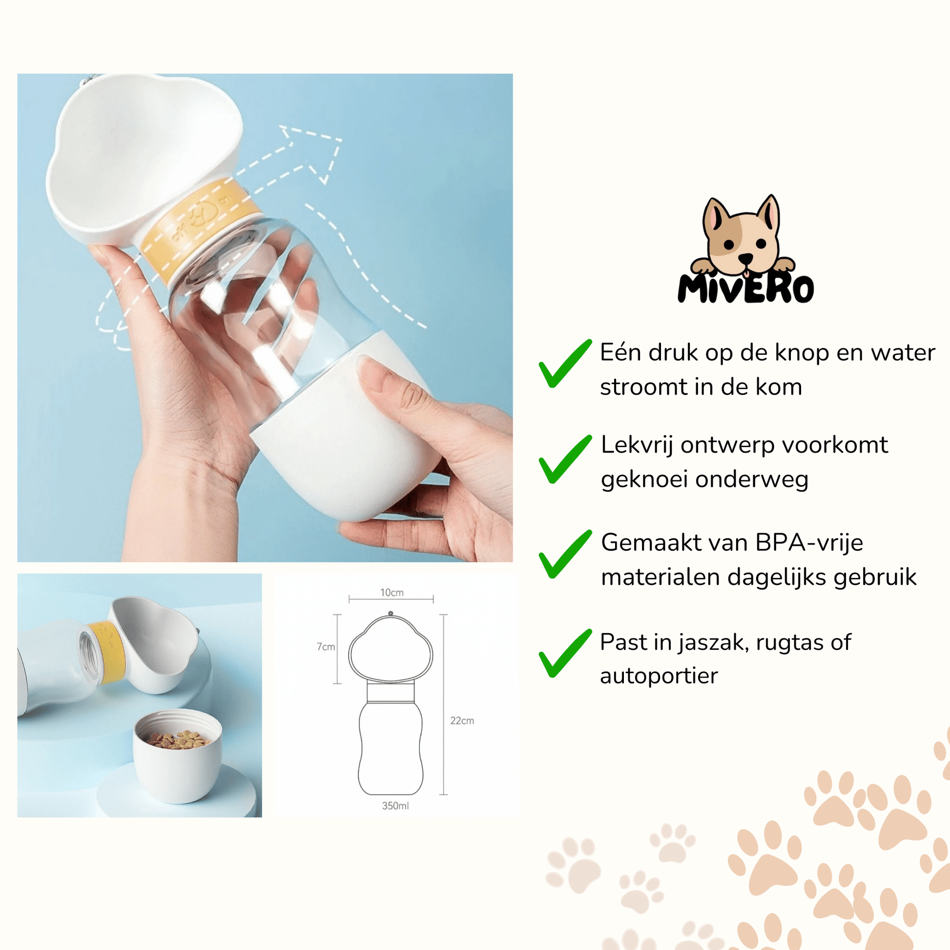 HydroGo - Lekvrije Drinkfles Hond - Mivero