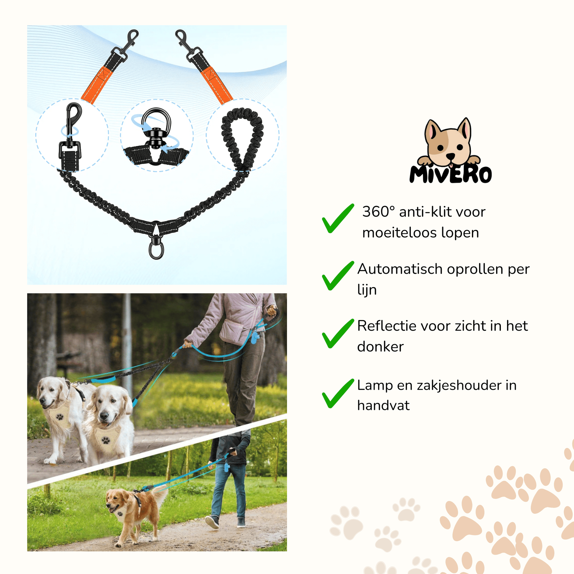 Leashmate - Anti - Klit Reflecterende DuoRiem - Mivero