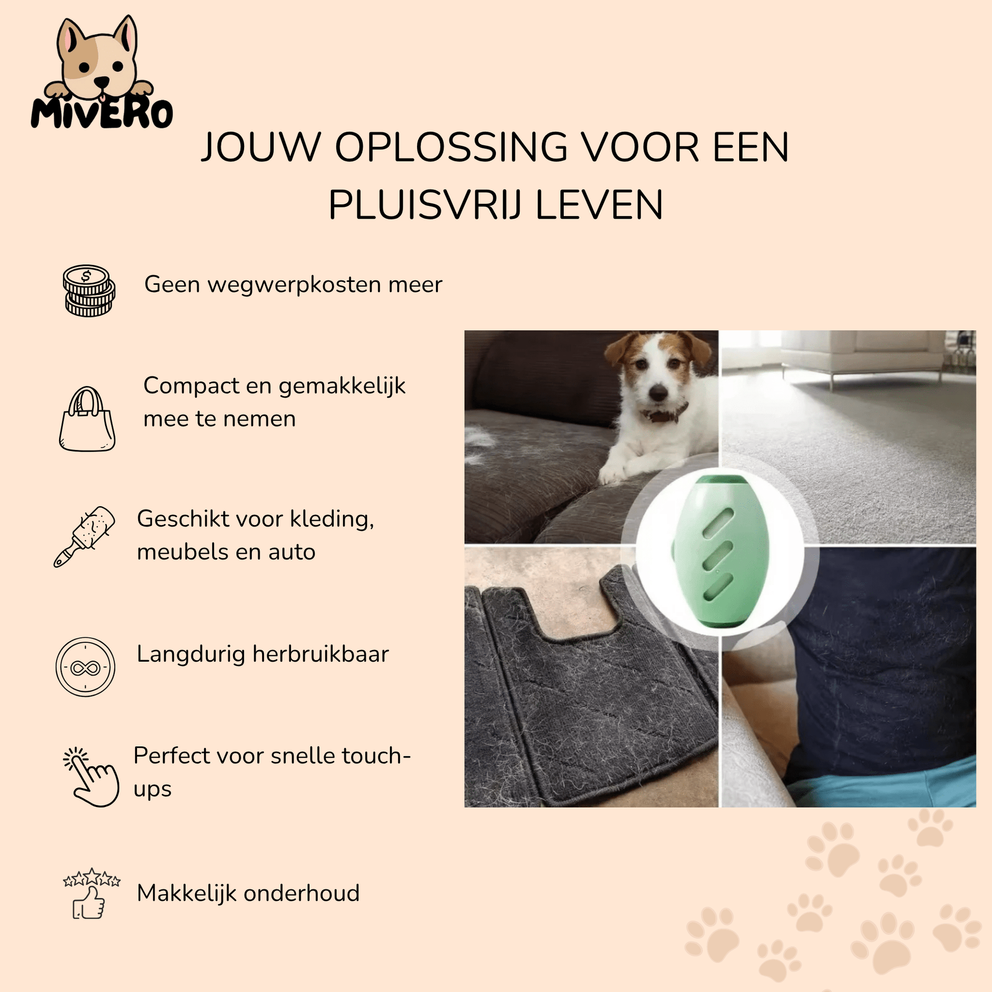 LintEase - Herbruikbare roller voor snelle reiniging - Mivero