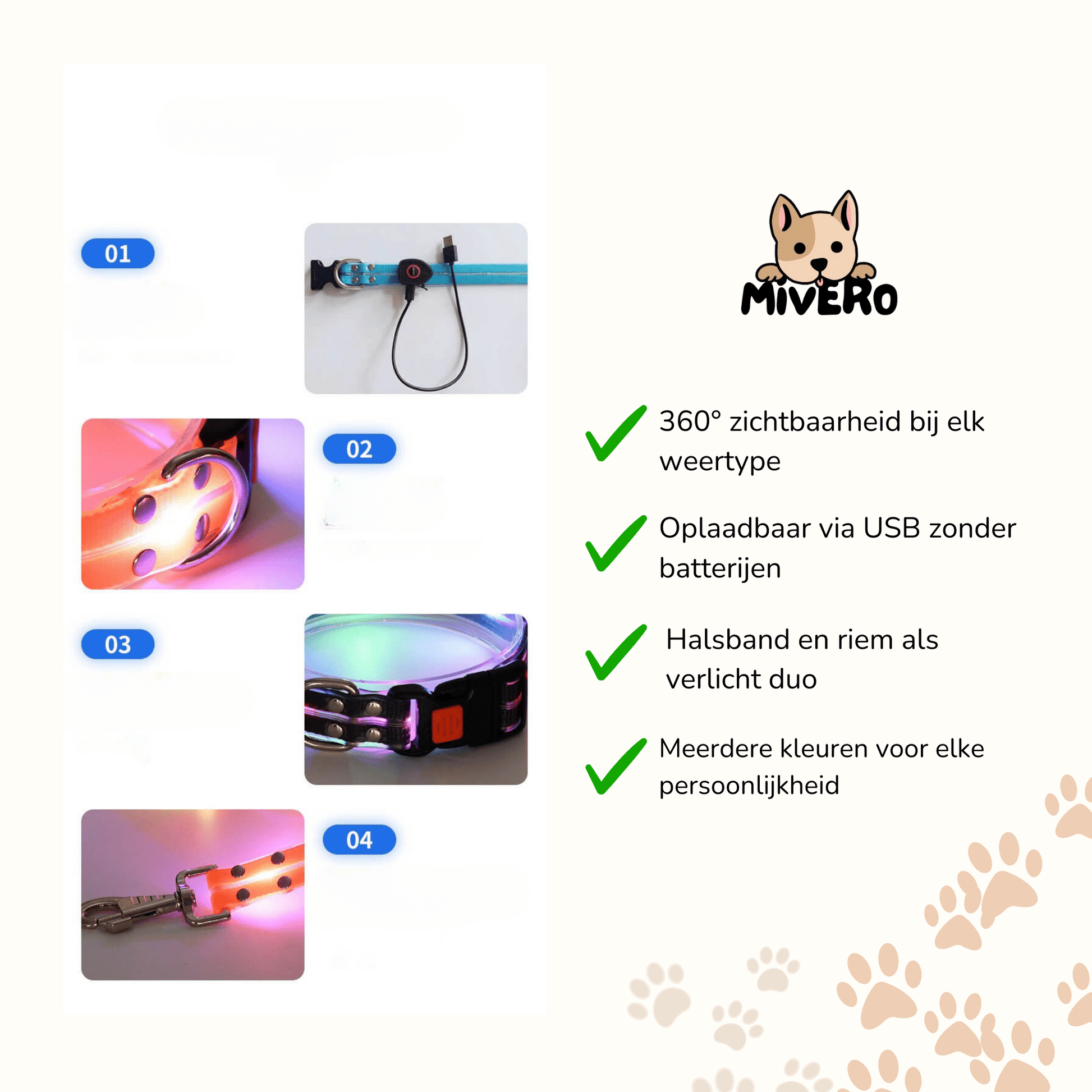 LumaPaw - Verlichte USB - Hondenhalsband - Mivero