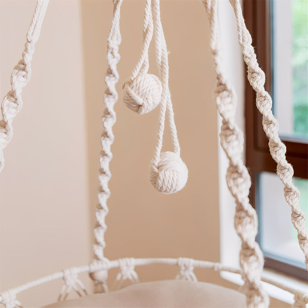 MacraNest - Kattenhangmat Macramé Katoen Met Haken - Mivero