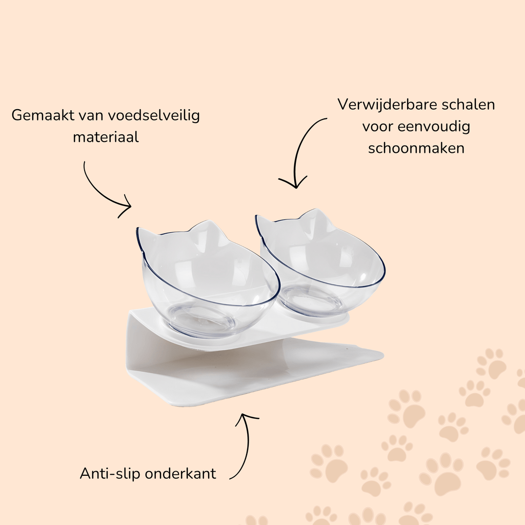 MealMate - Kattenvoerbak verhoogd 15° anti - braken - Mivero