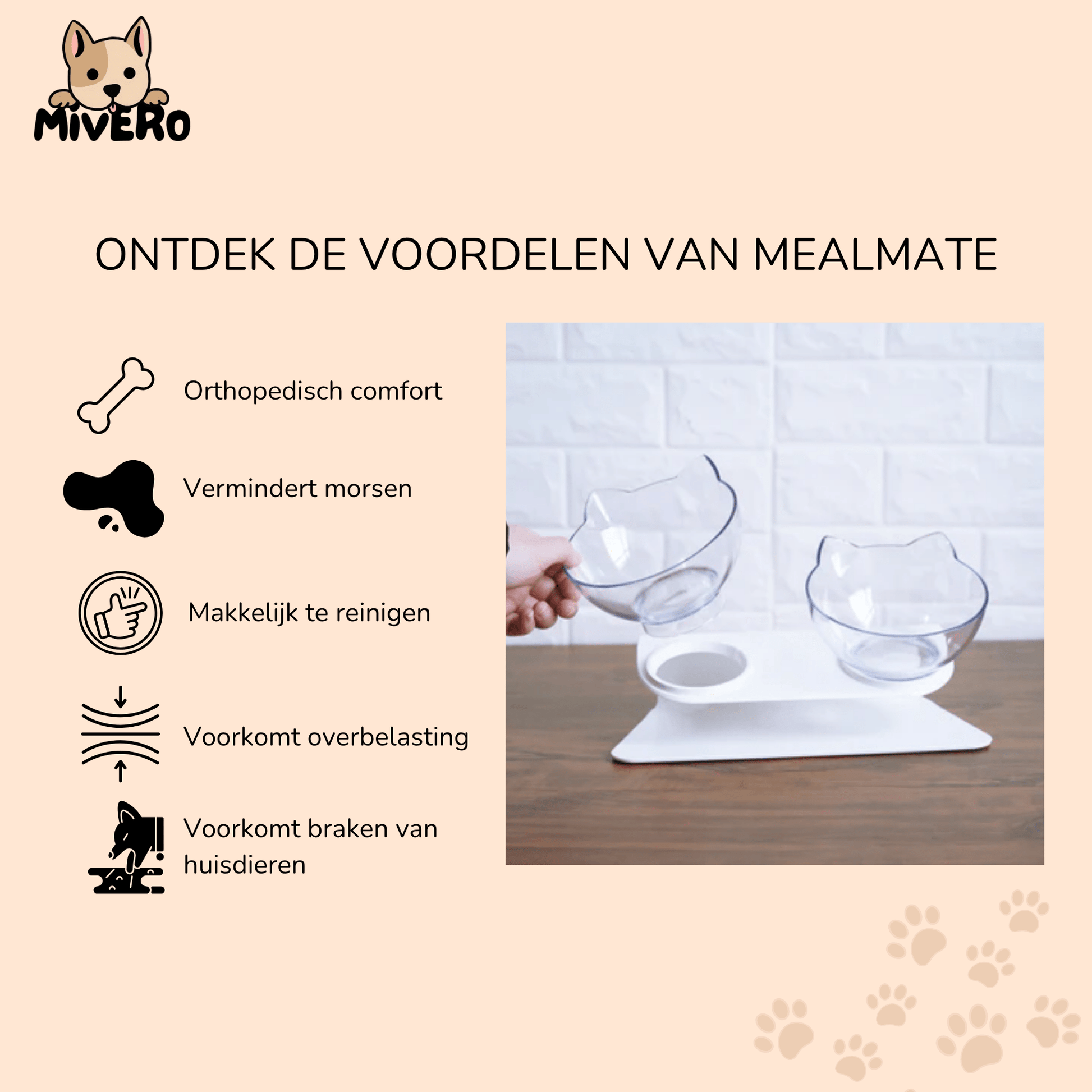 MealMate - Kattenvoerbak verhoogd 15° anti - braken - Mivero